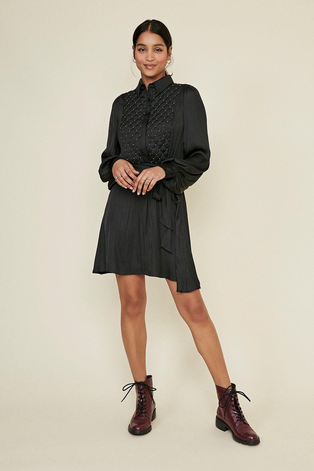 beaded shirt dress