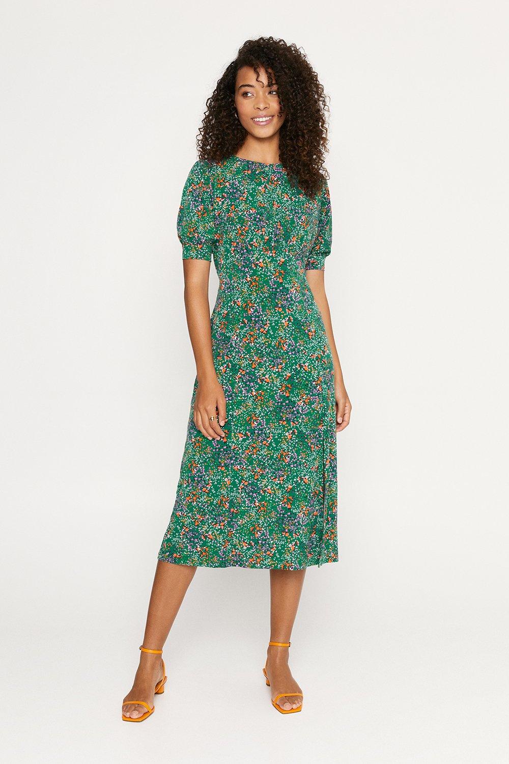 oasis green leopard dress