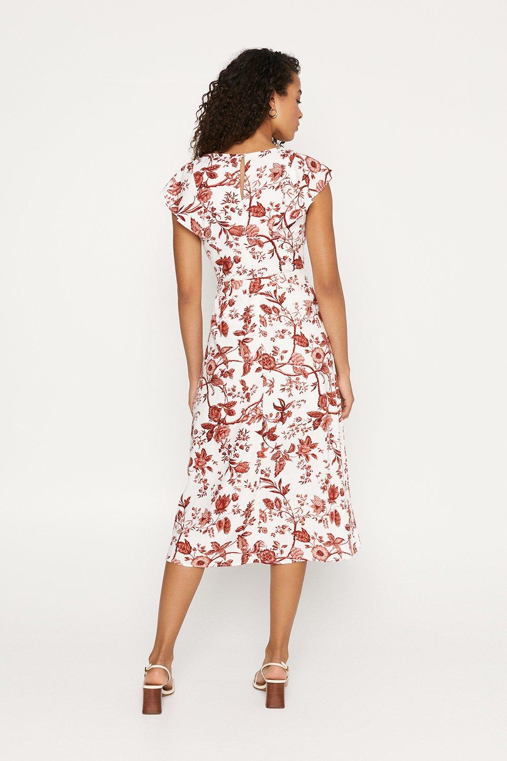 oasis floral frill midi dress