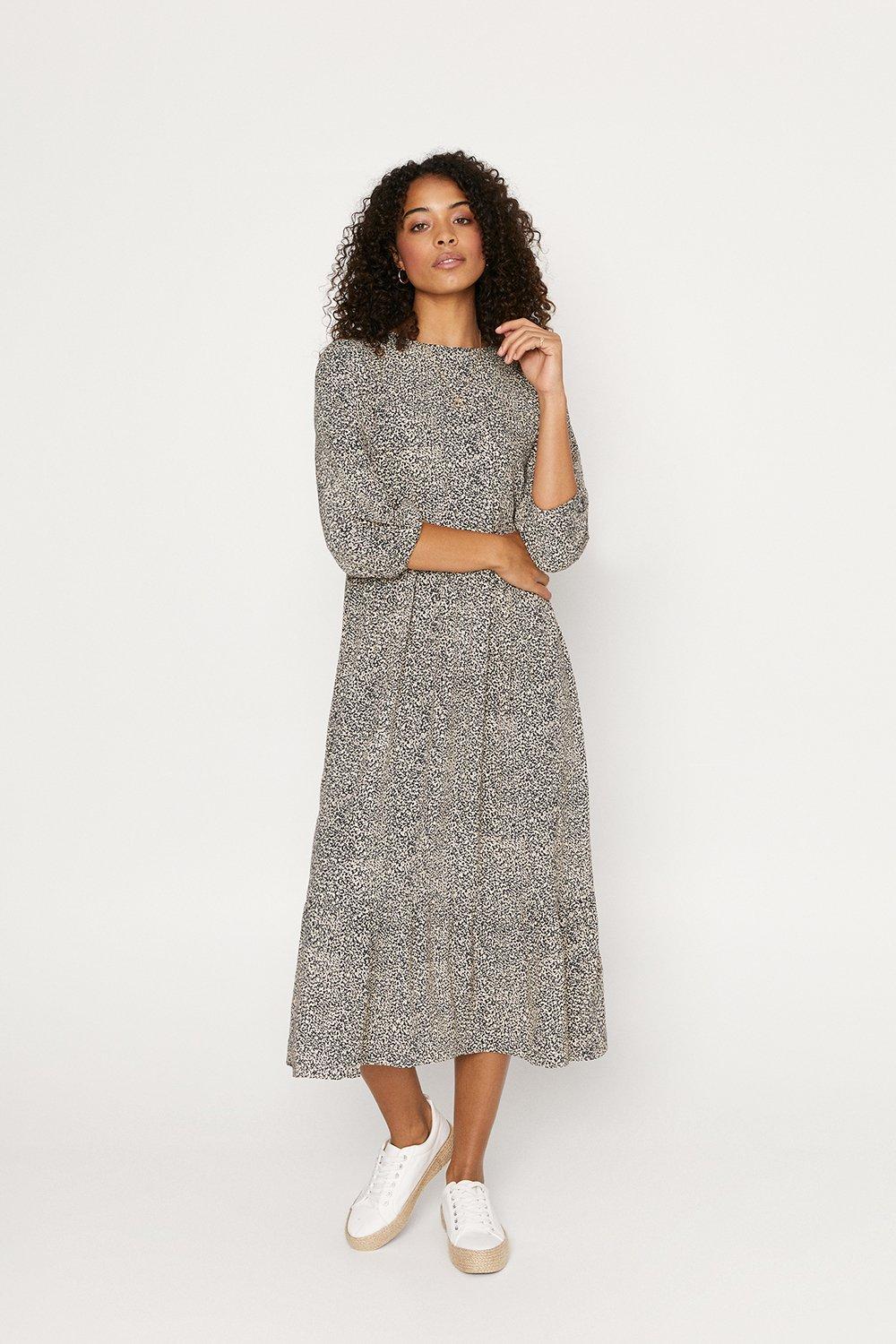 oasis black tiered midi dress