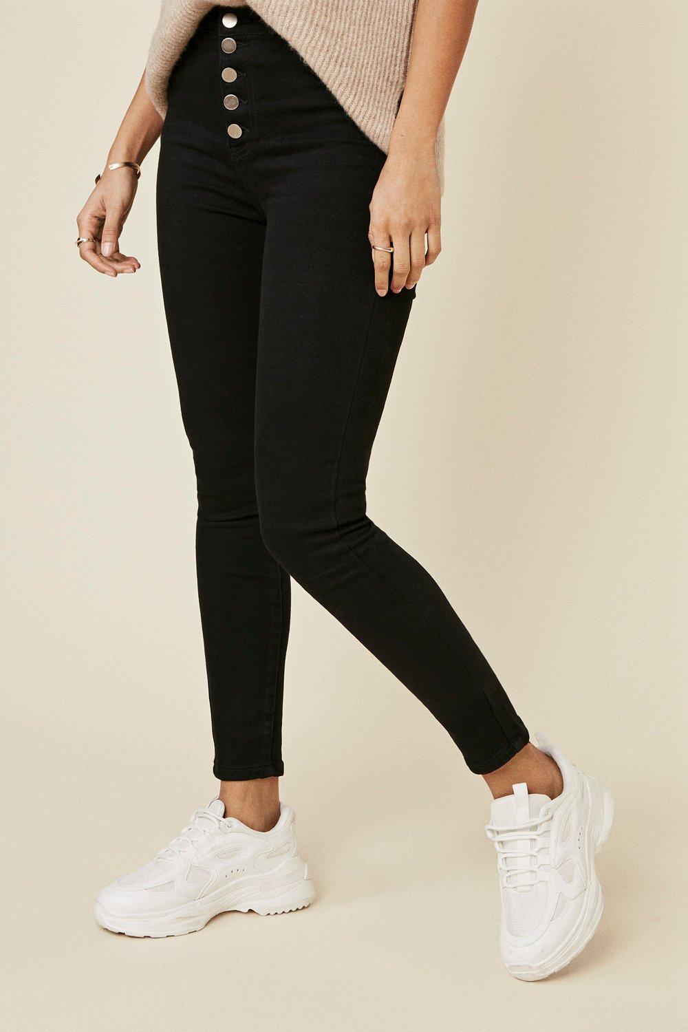 5 button black jeans