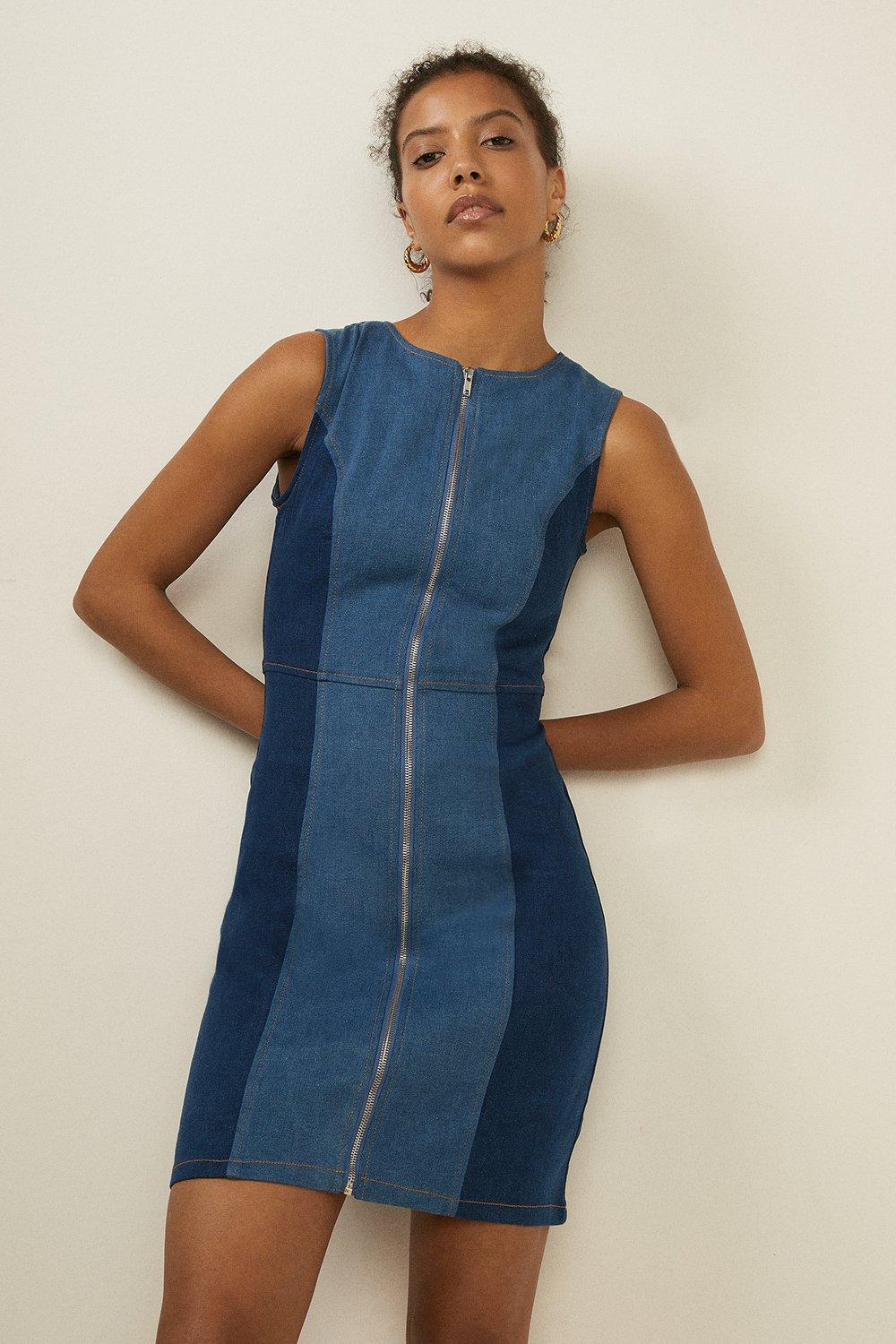 denim tube dress