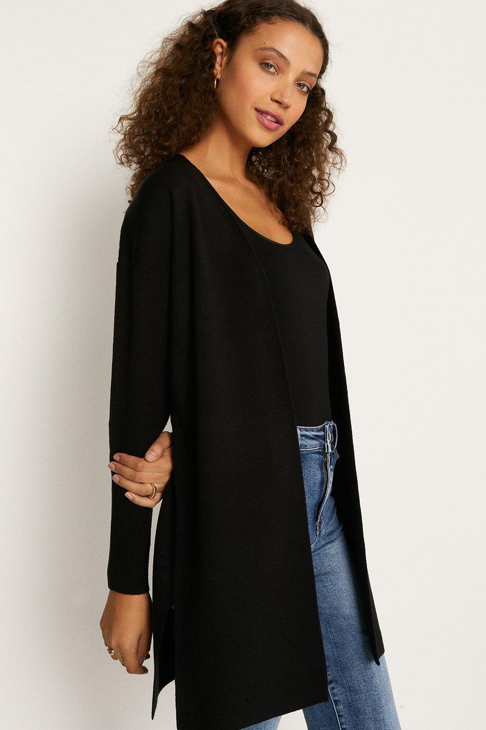 black longline coatigan