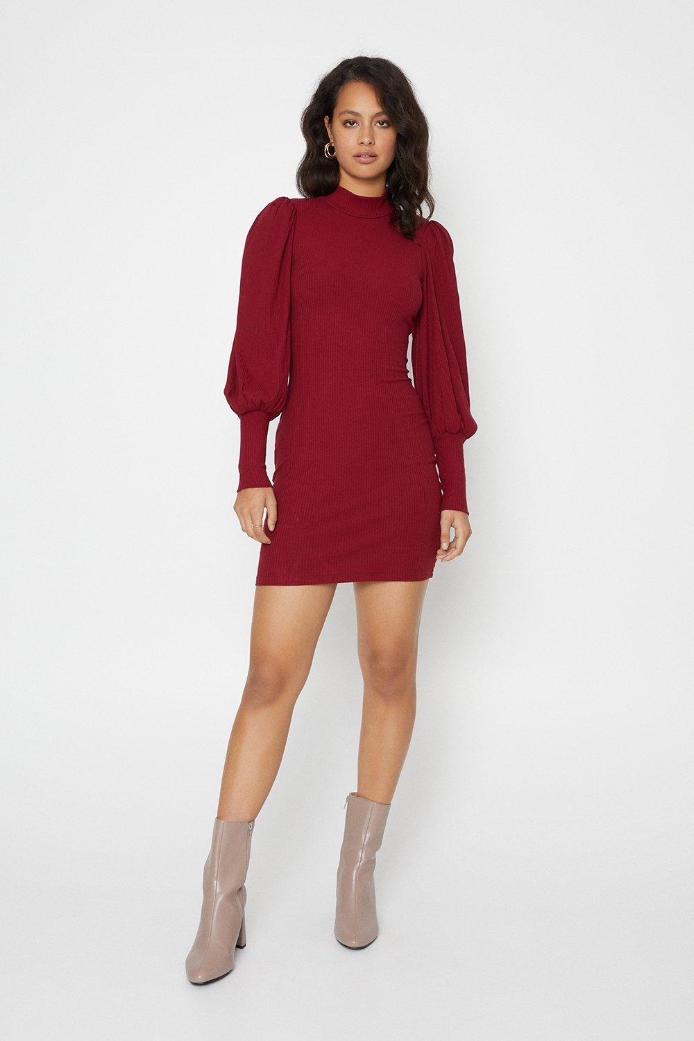 high neck off shoulder dress