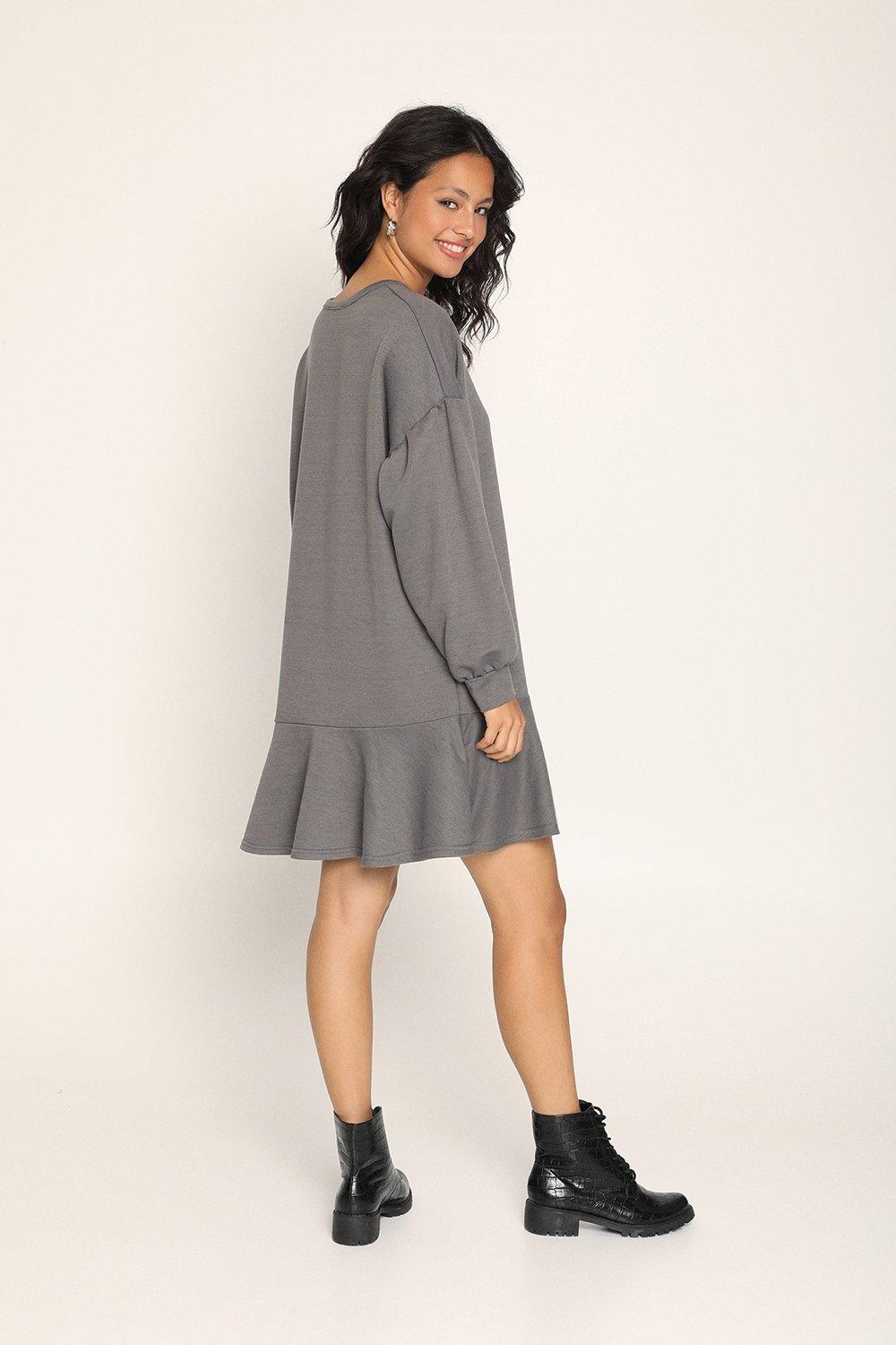 grey frill hem skirt