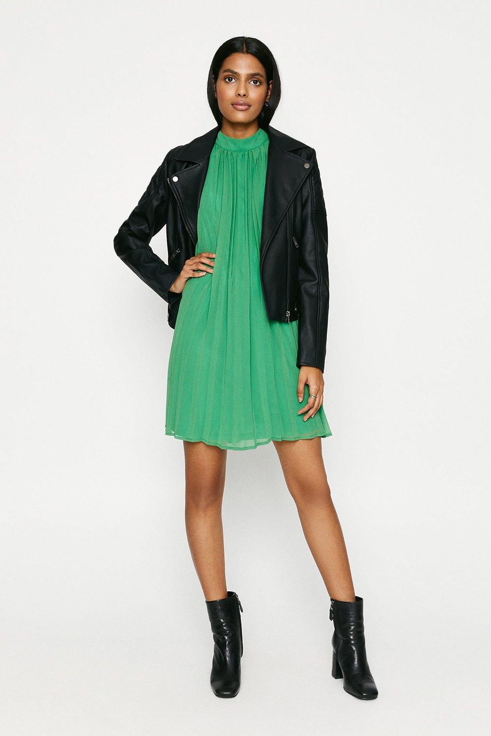 green high neck dress