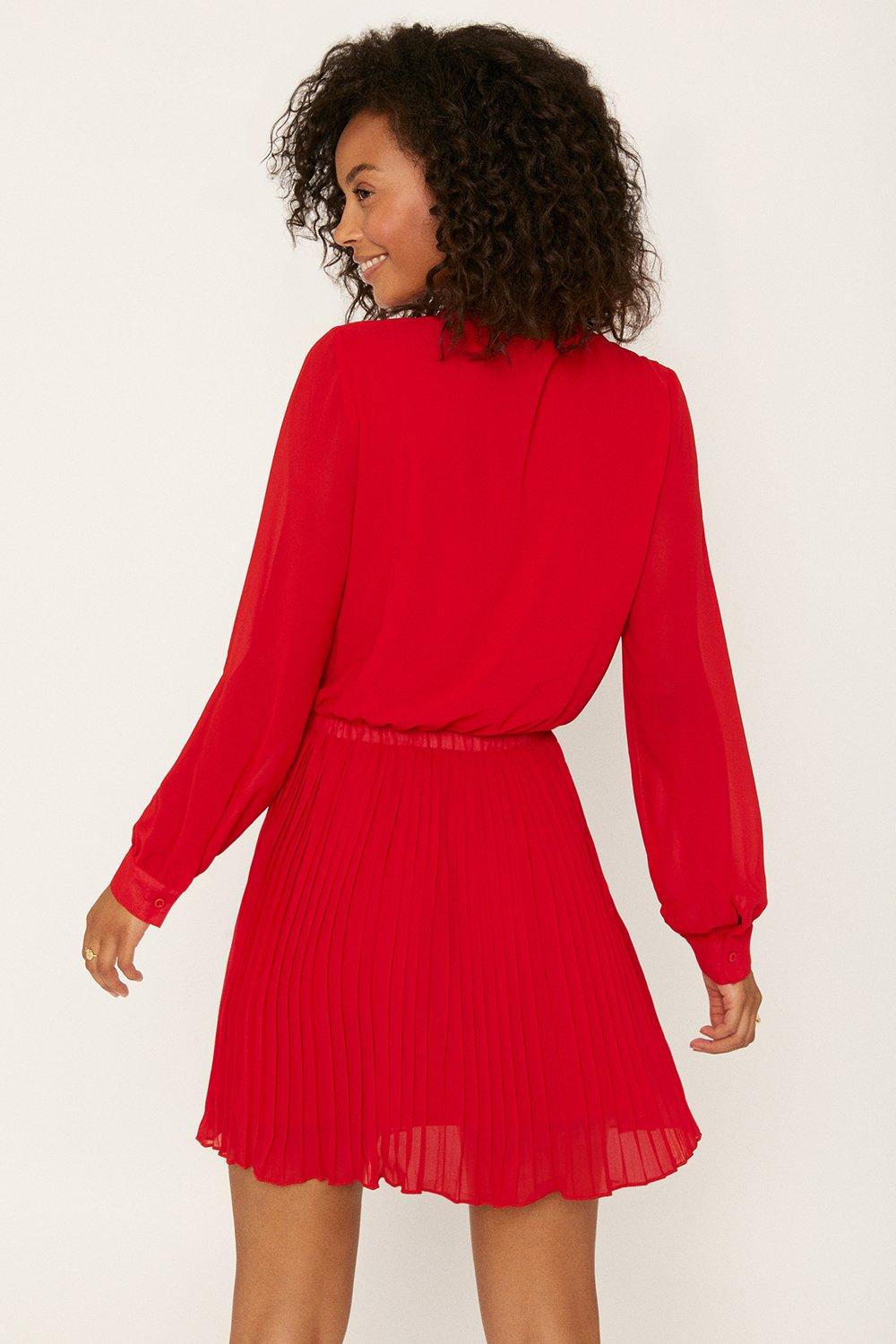 oasis red utility shirt dress