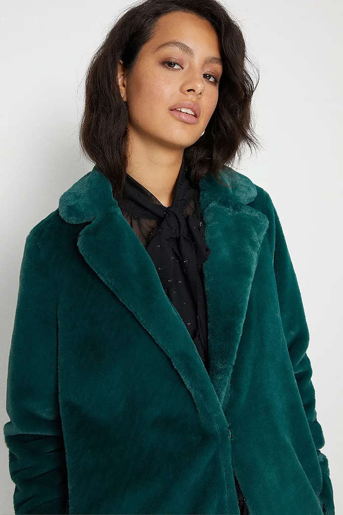 Long Straight Faux Fur Coat Oasis, Green Fur Coat Womens