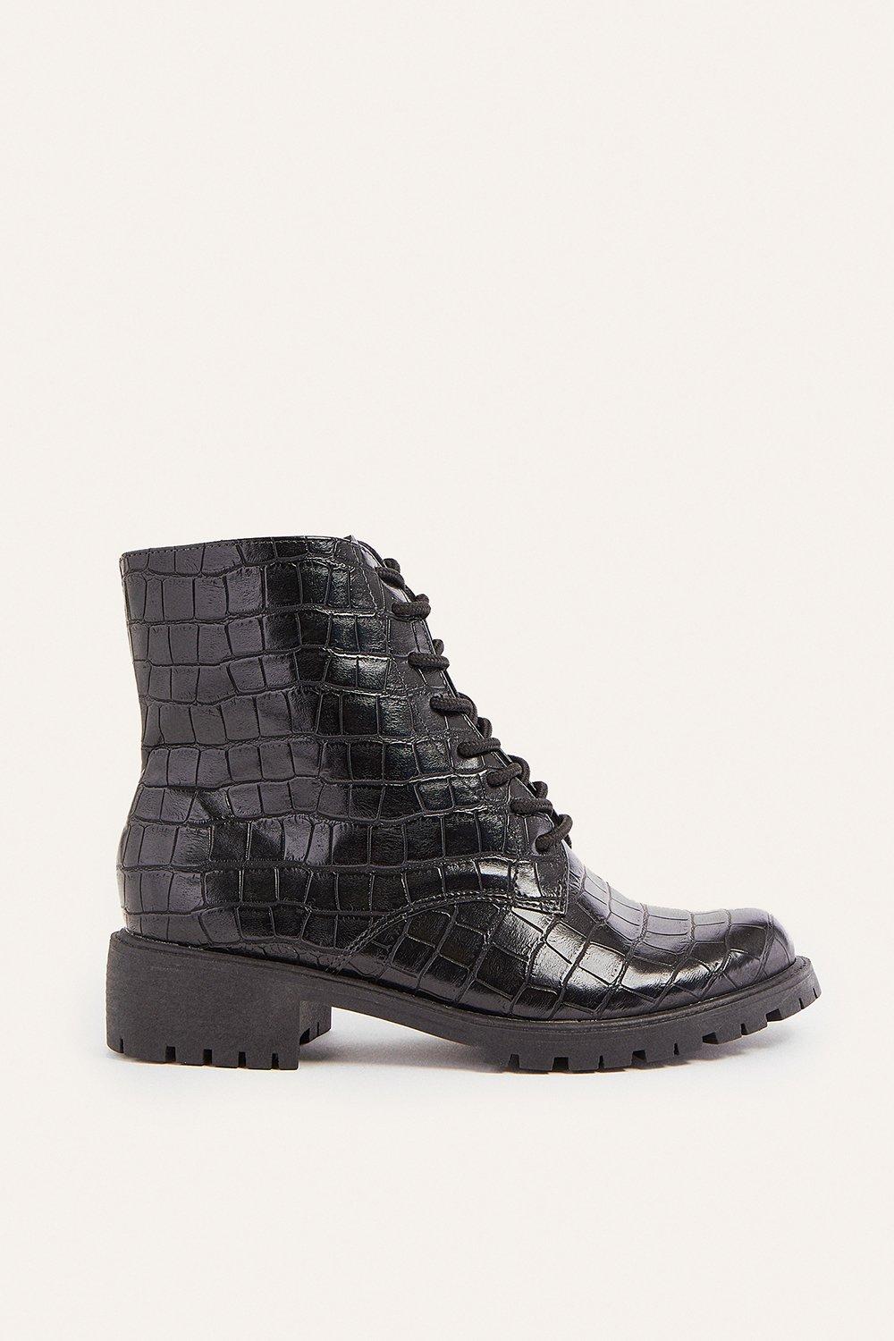 black biker boots lace up
