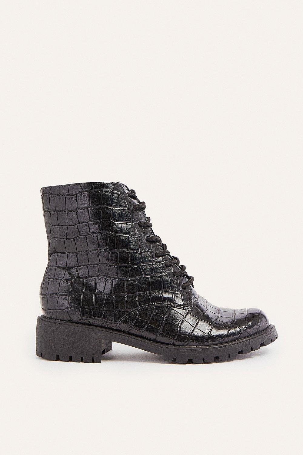 black croc biker boots