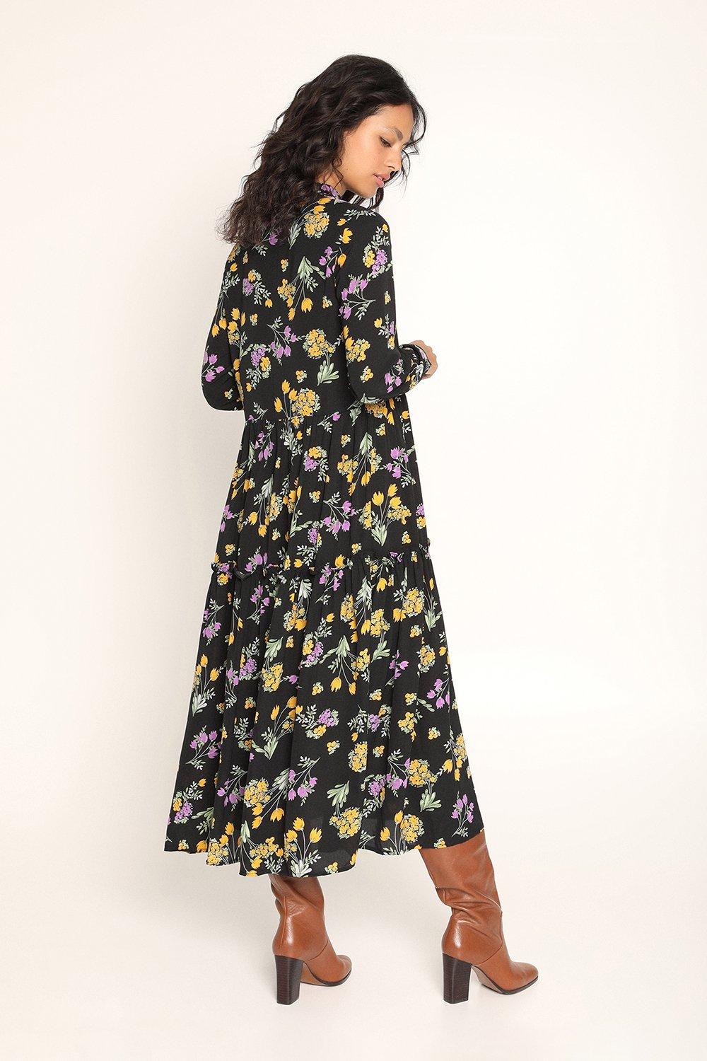 Dark Floral Midi Dress | Oasis