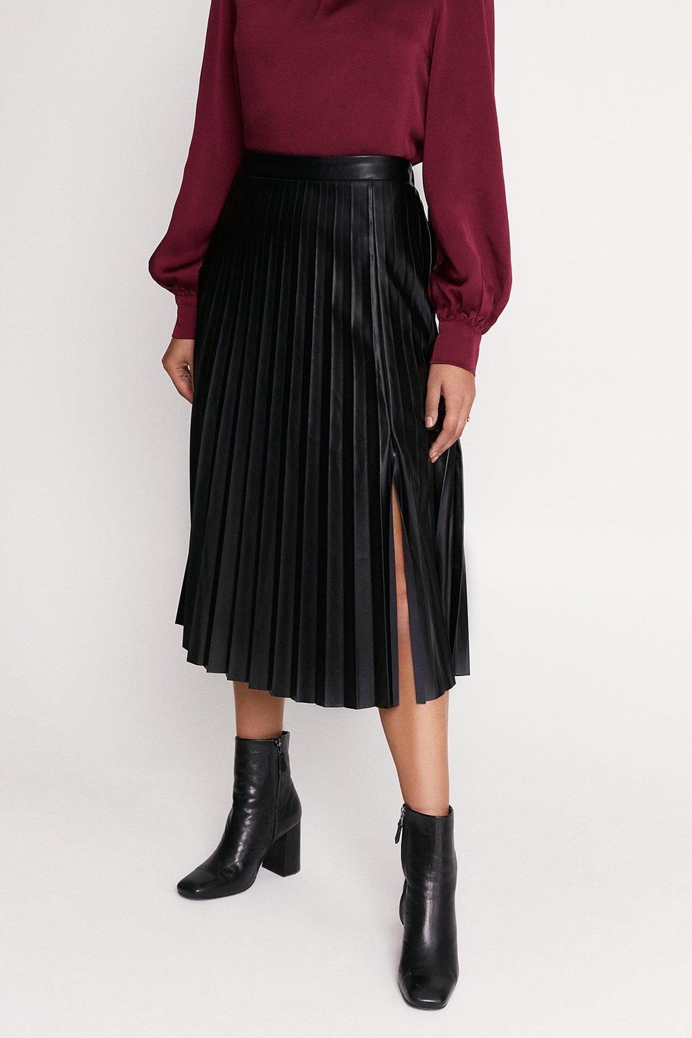 oasis leather look skirt