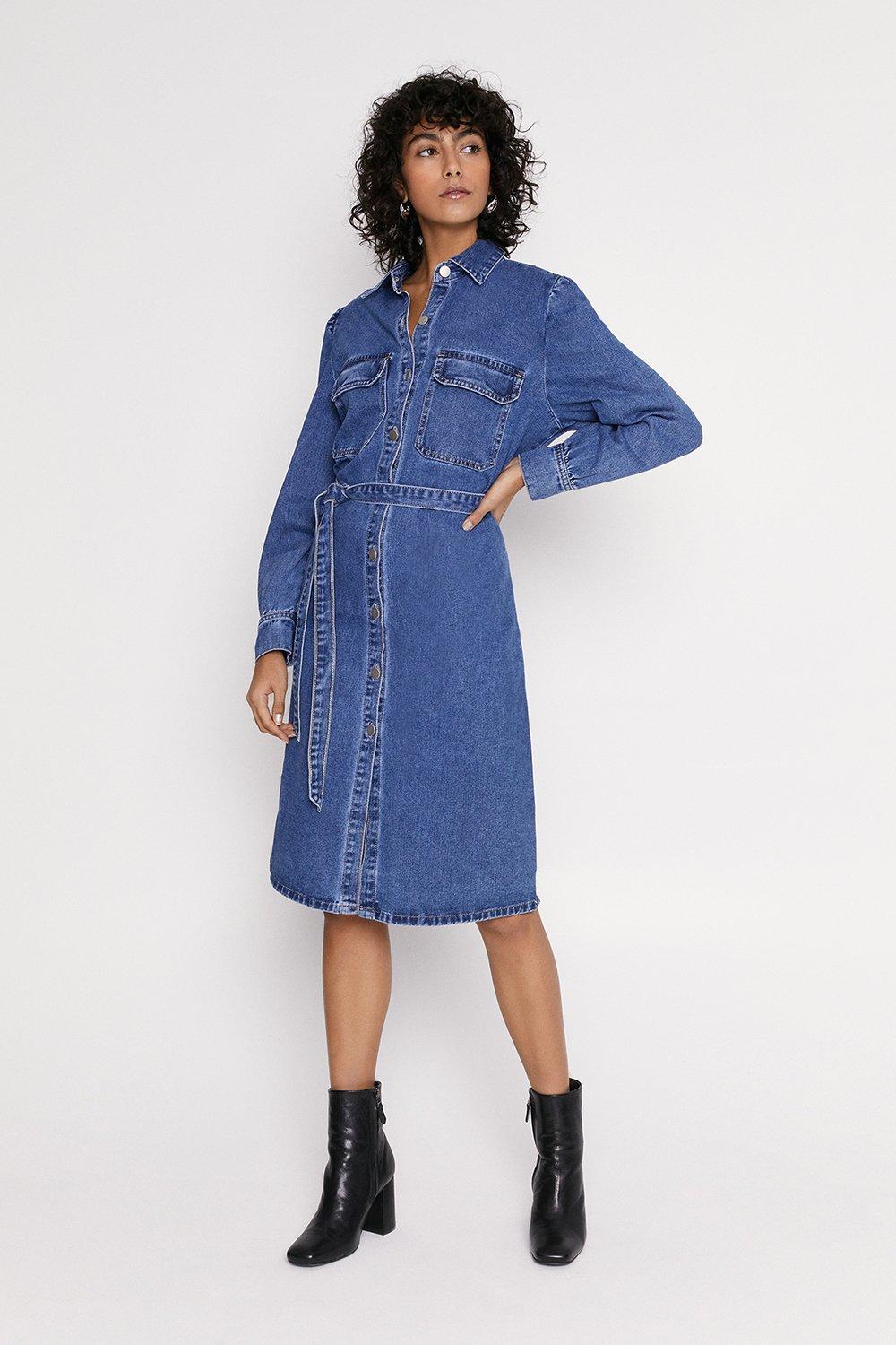 oasis denim button dress