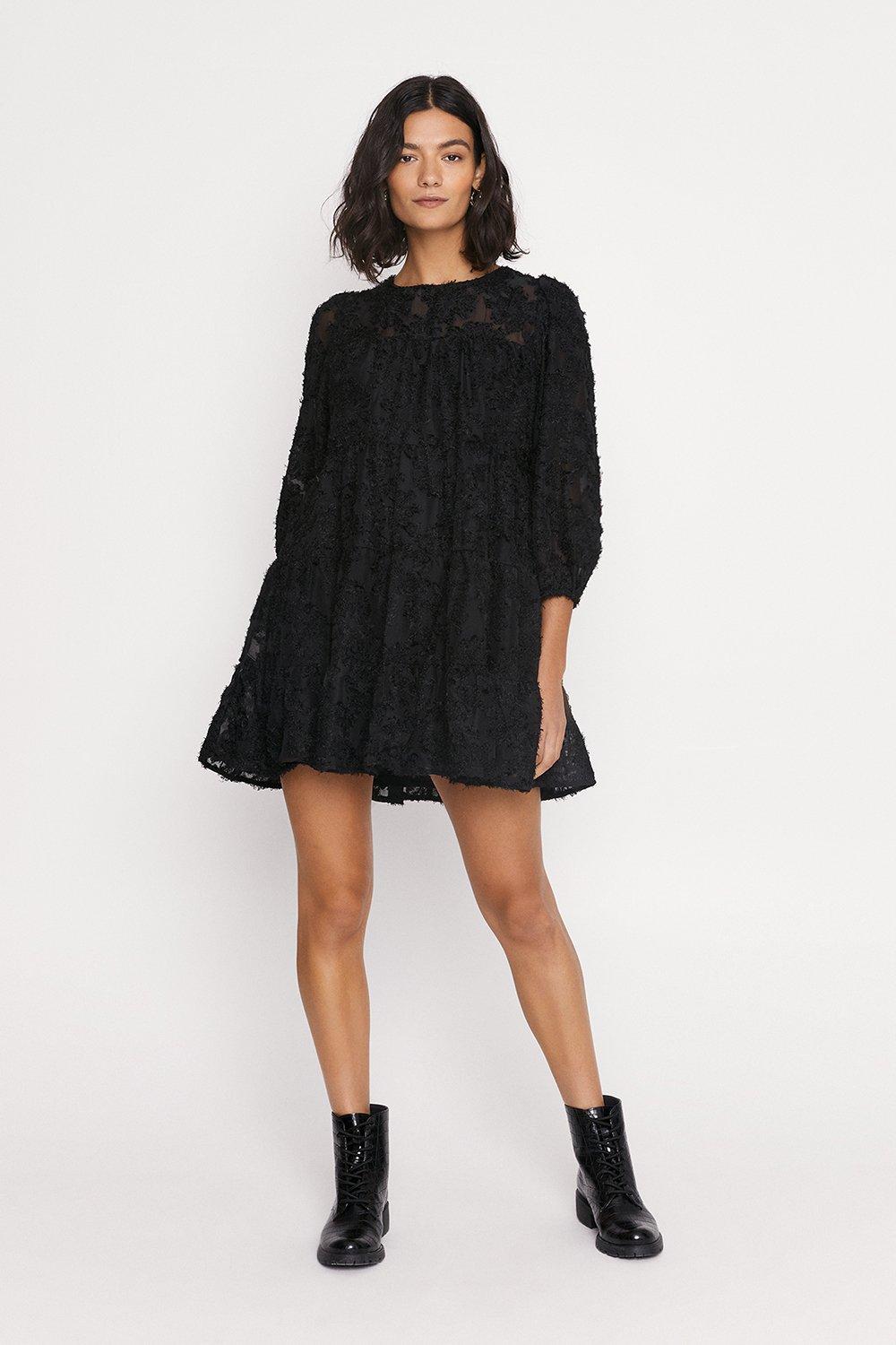 oasis black fringe dress