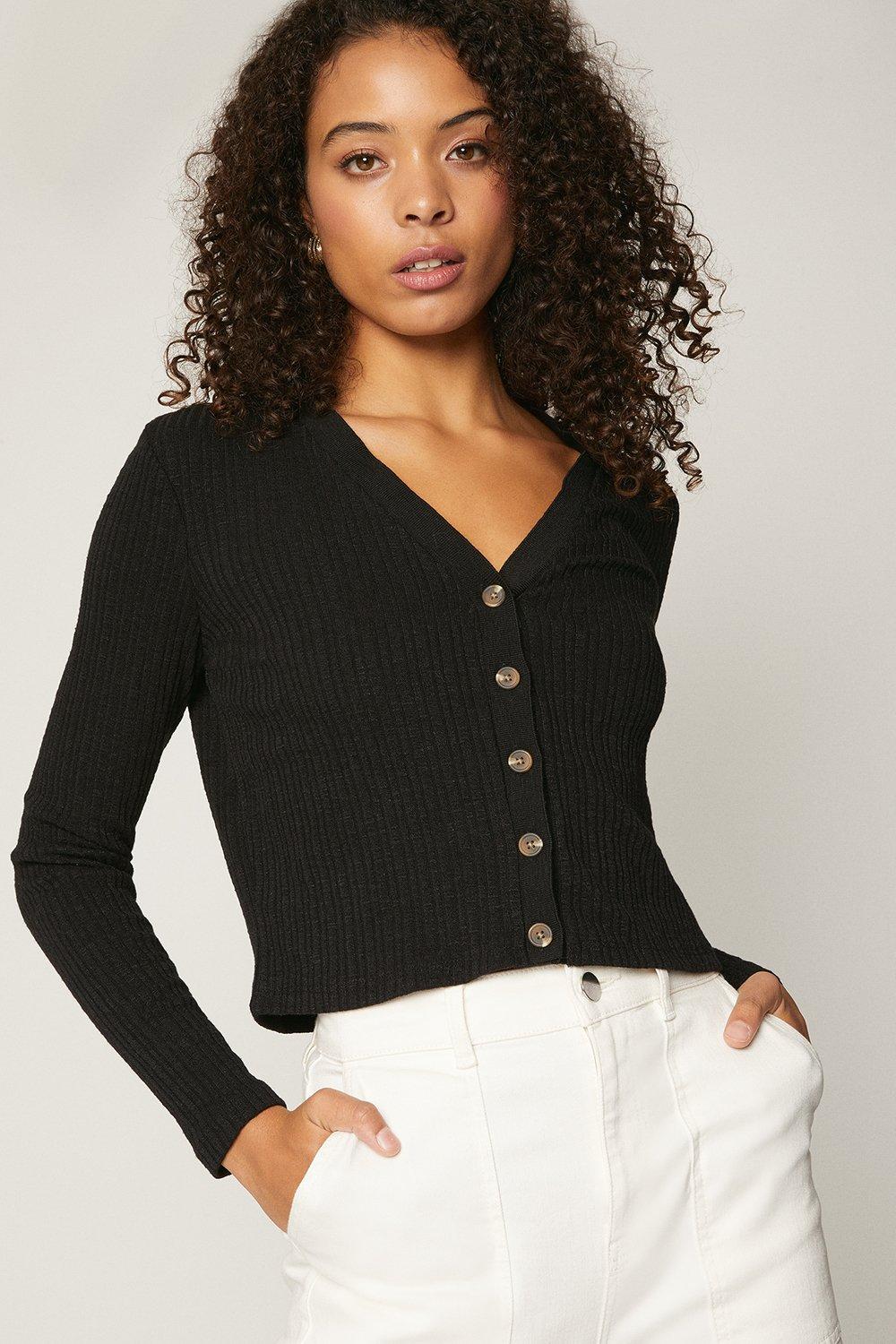 button ribbed cardigan