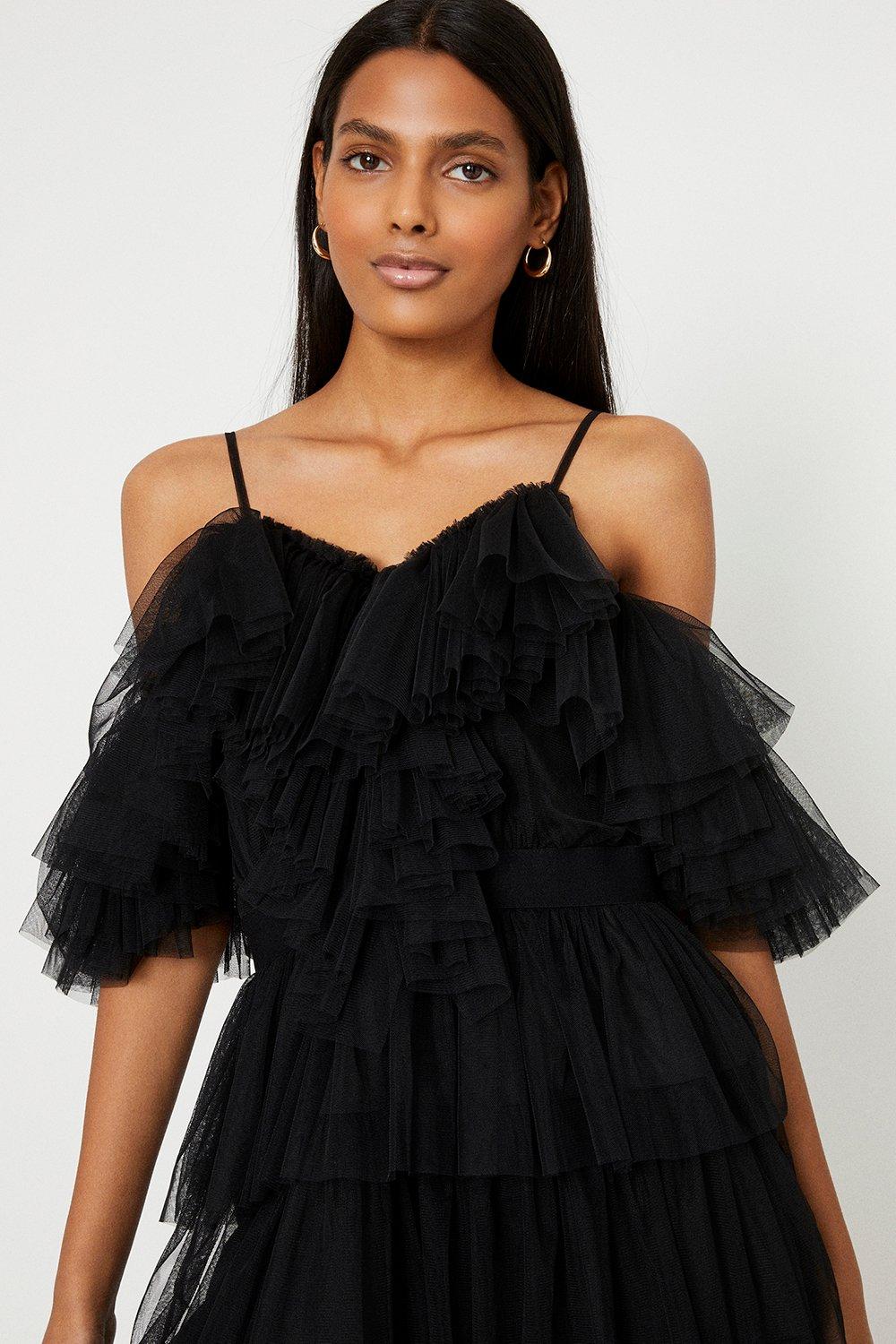 tulle bardot dress