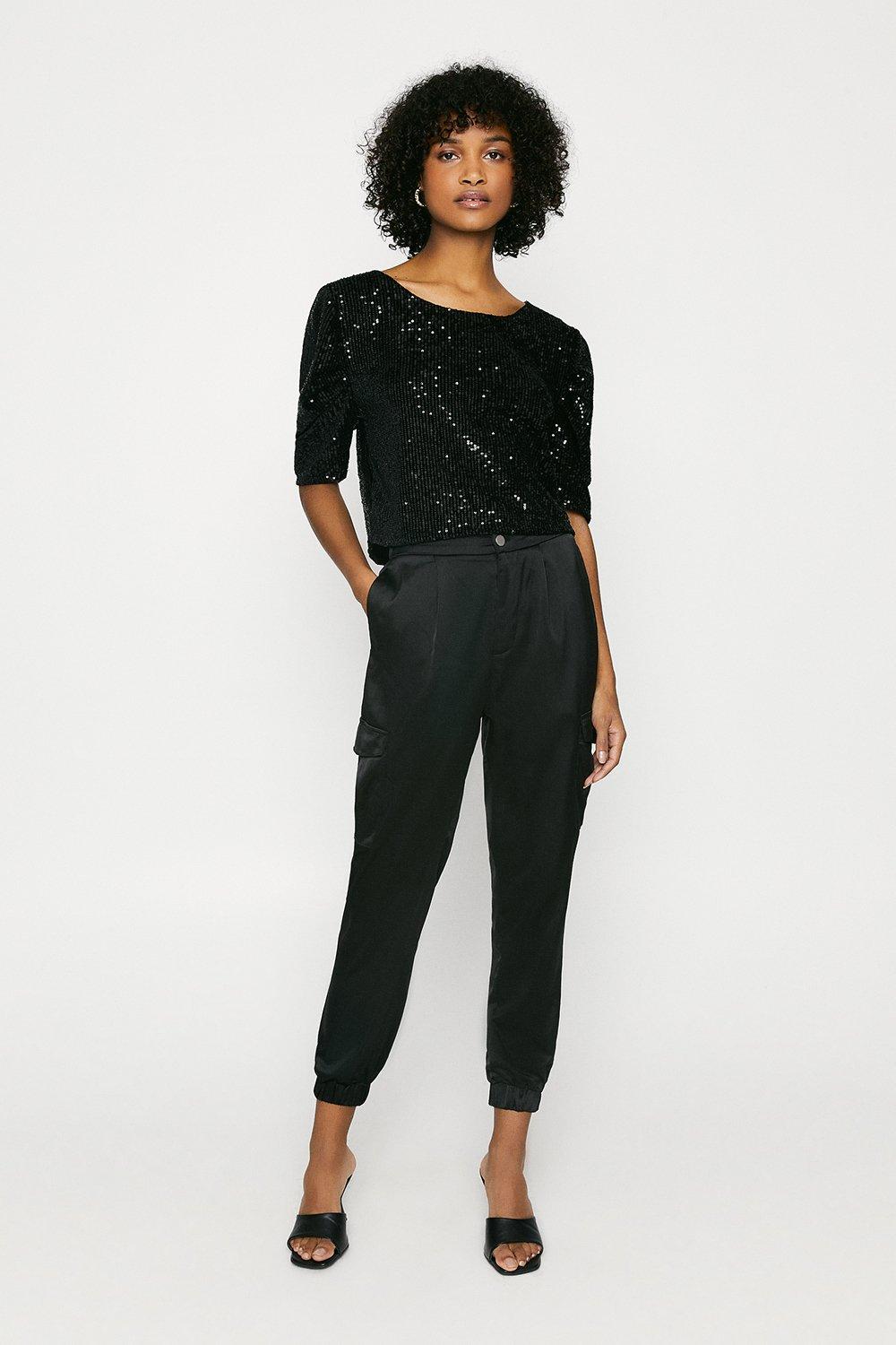oasis black sequin top