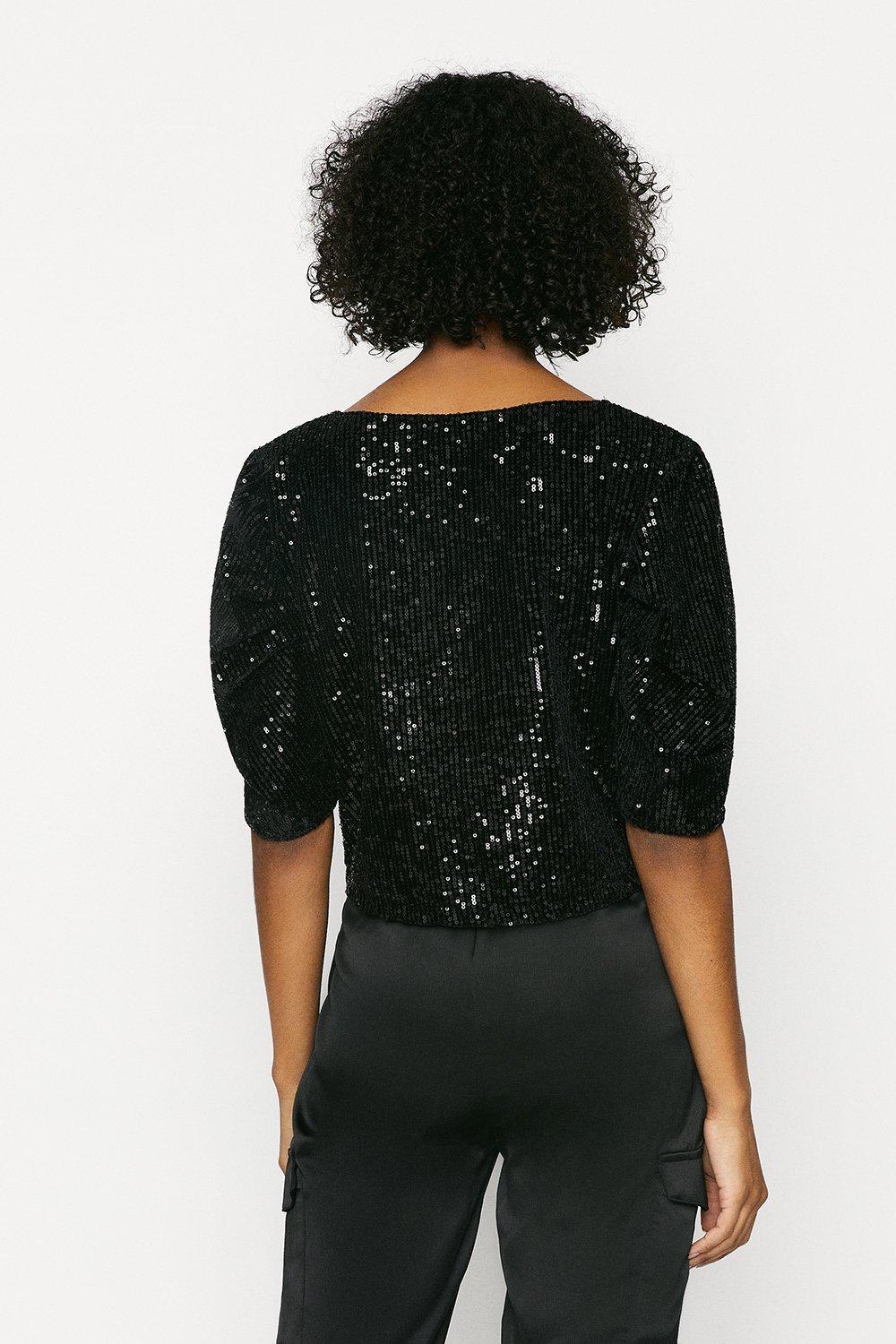 oasis black sequin top