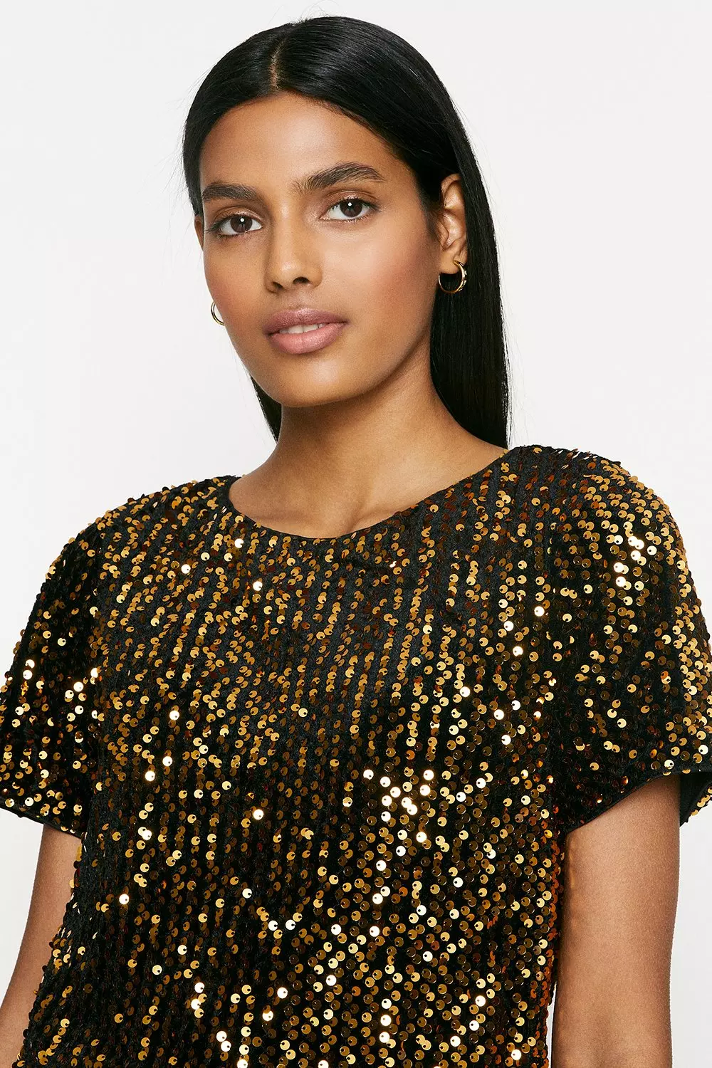Sequin Split Side T-Shirt | Oasis