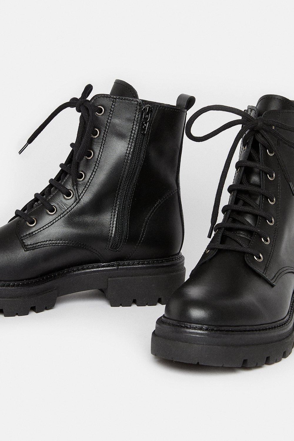 long leather lace up boots