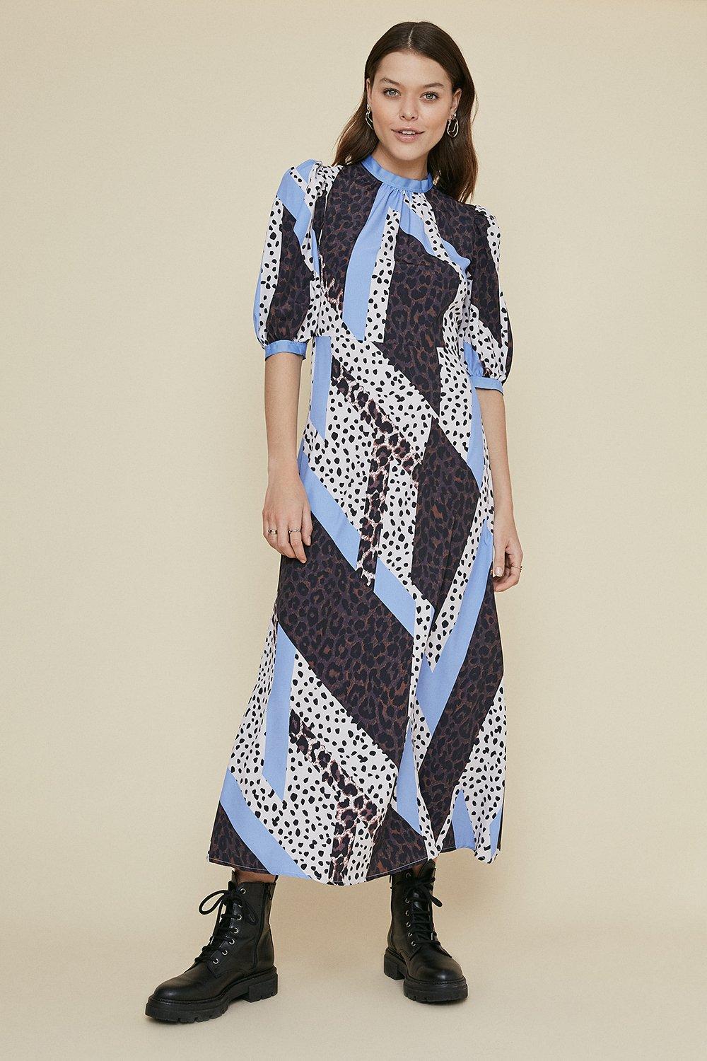 oasis mixed coloured animal midi dress