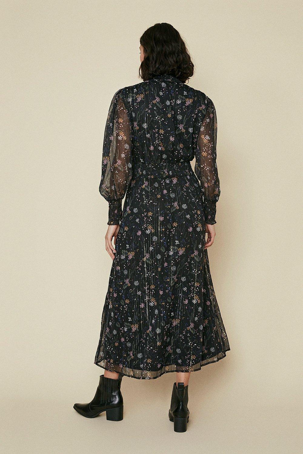 oasis black dress with flowers