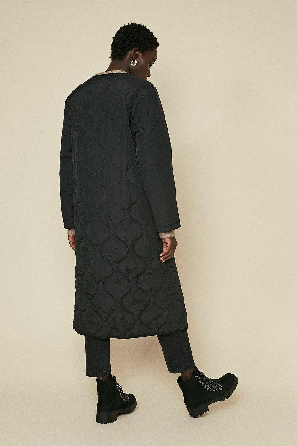 long quilted coat black