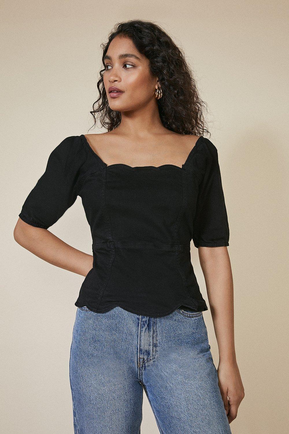 cute denim tops