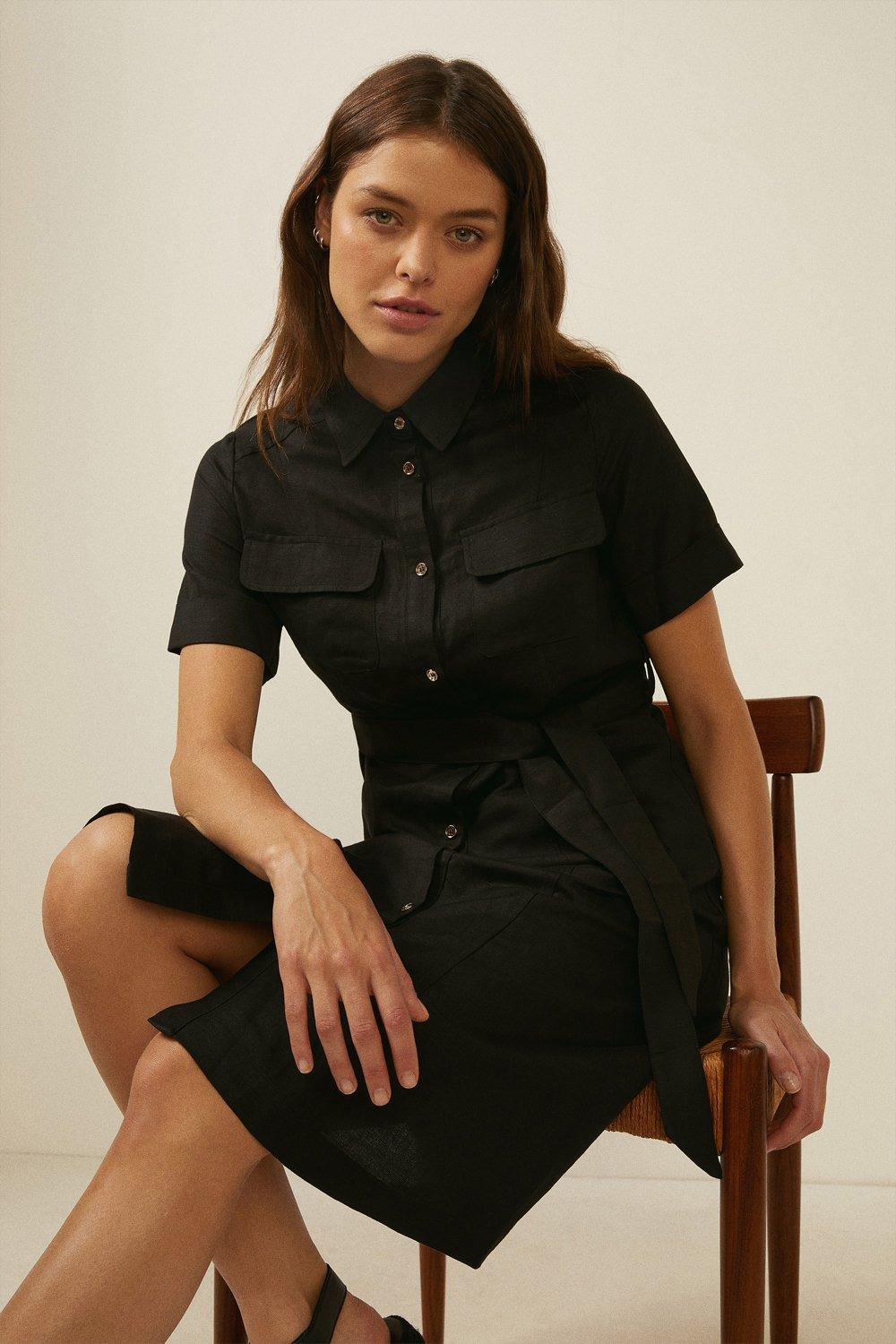 ladies black shirt dress