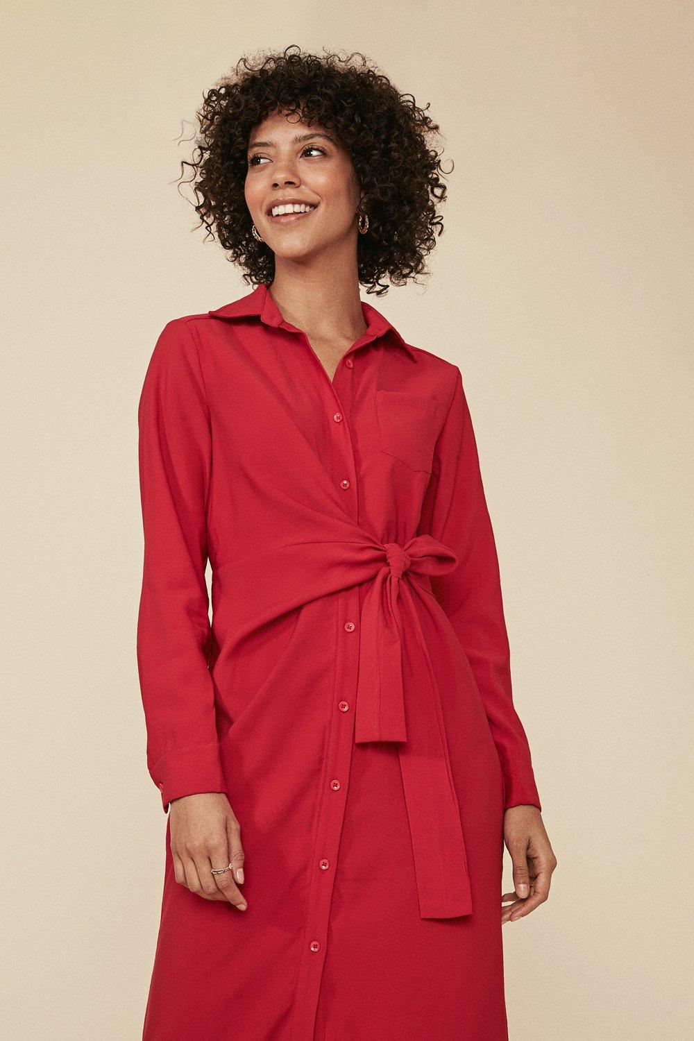 oasis red shirt dress