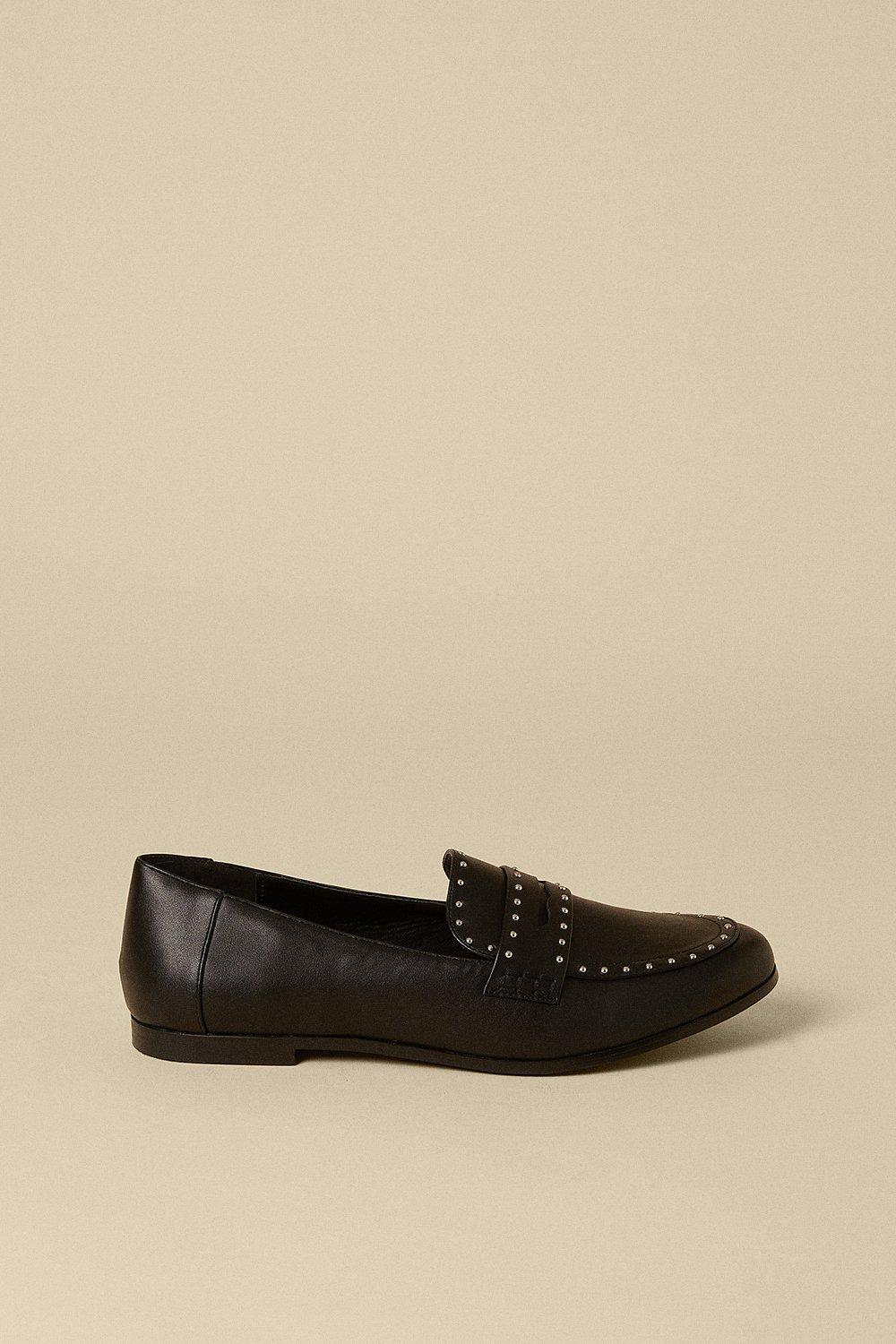 black studded loafers womens