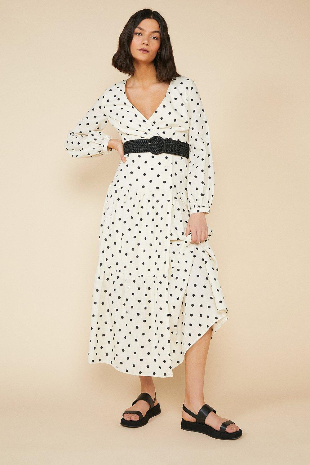 oasis patched spot midi dress