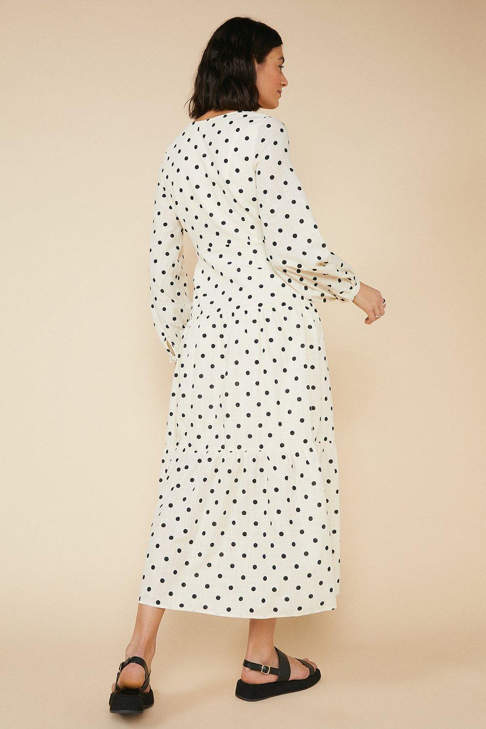 oasis patched spot midi dress