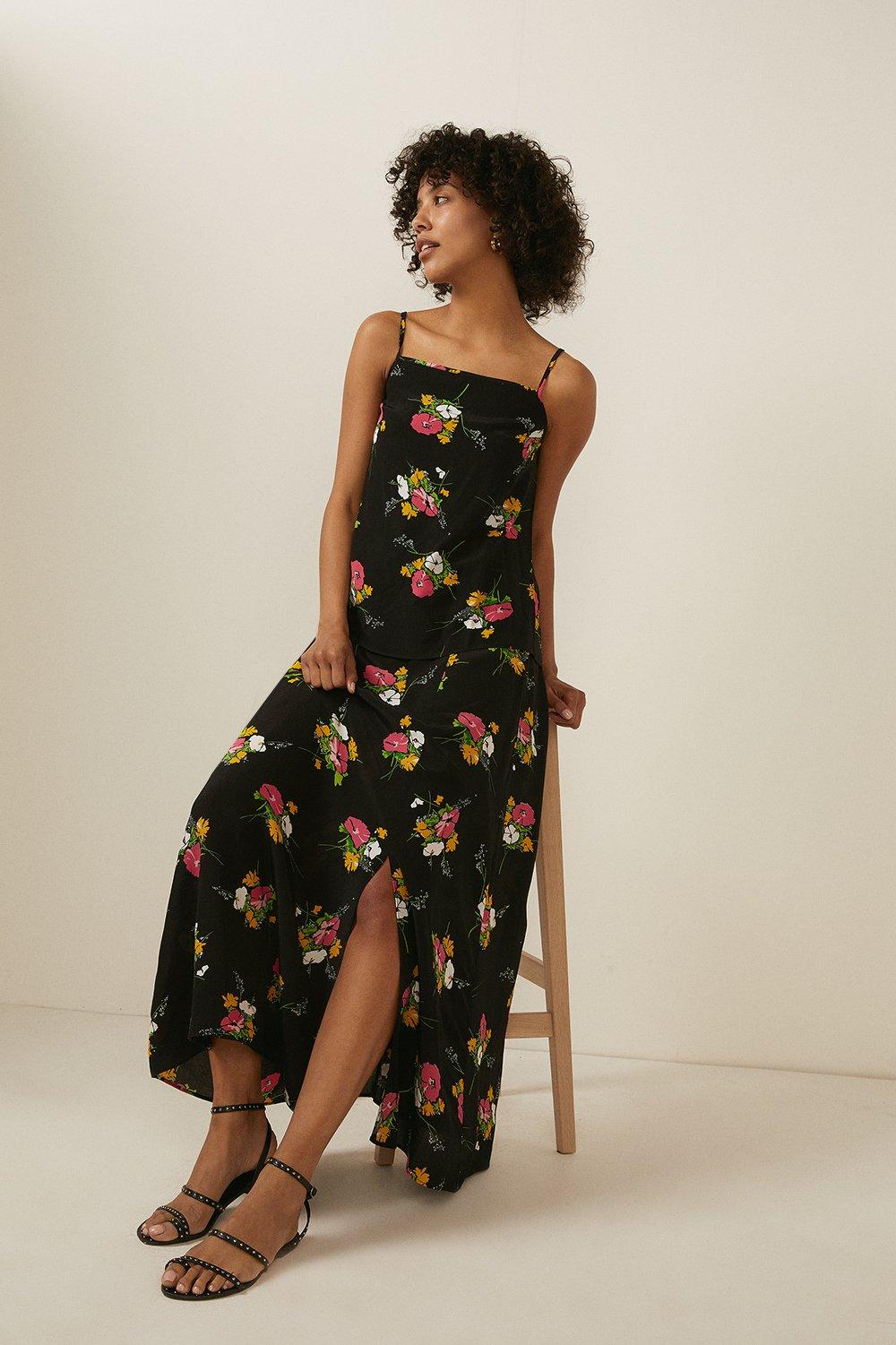 floral print split dress