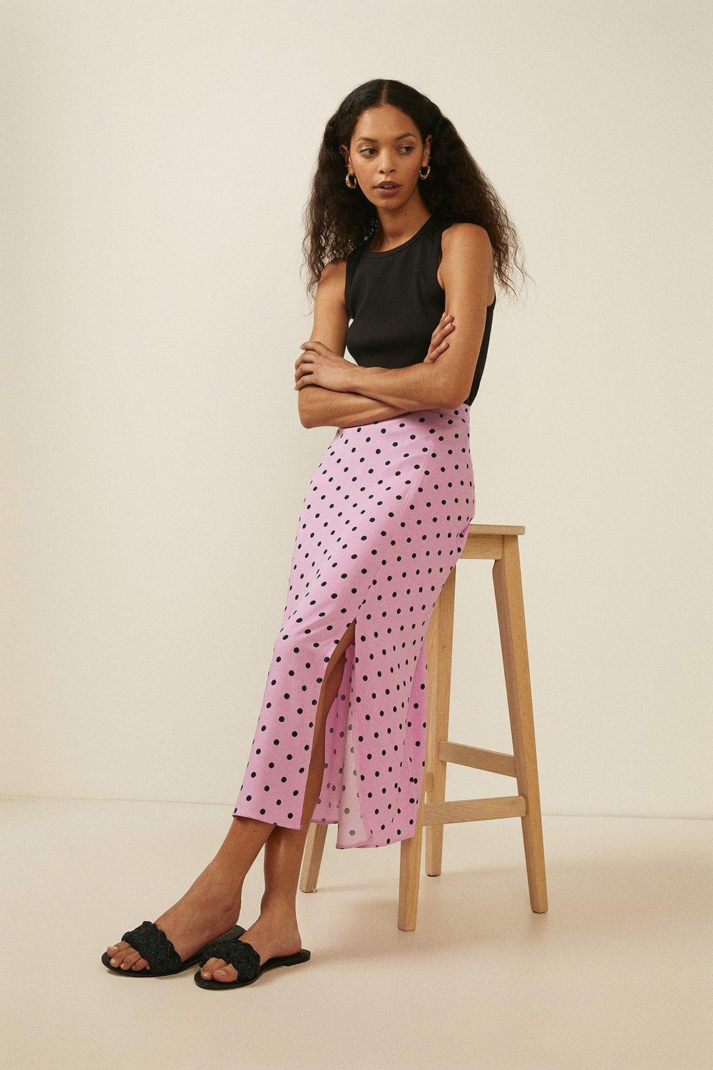 spotty midi skirt