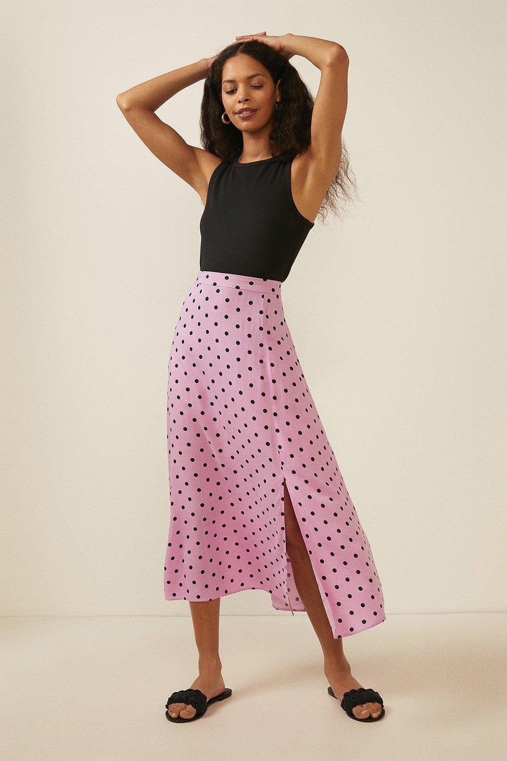 polka dot split skirt