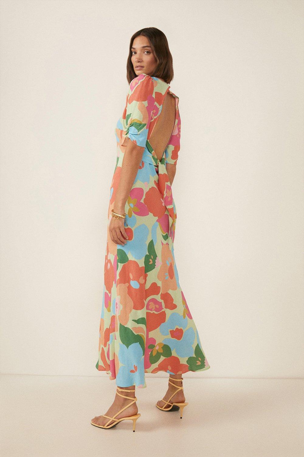 oasis bloom chiffon midi dress