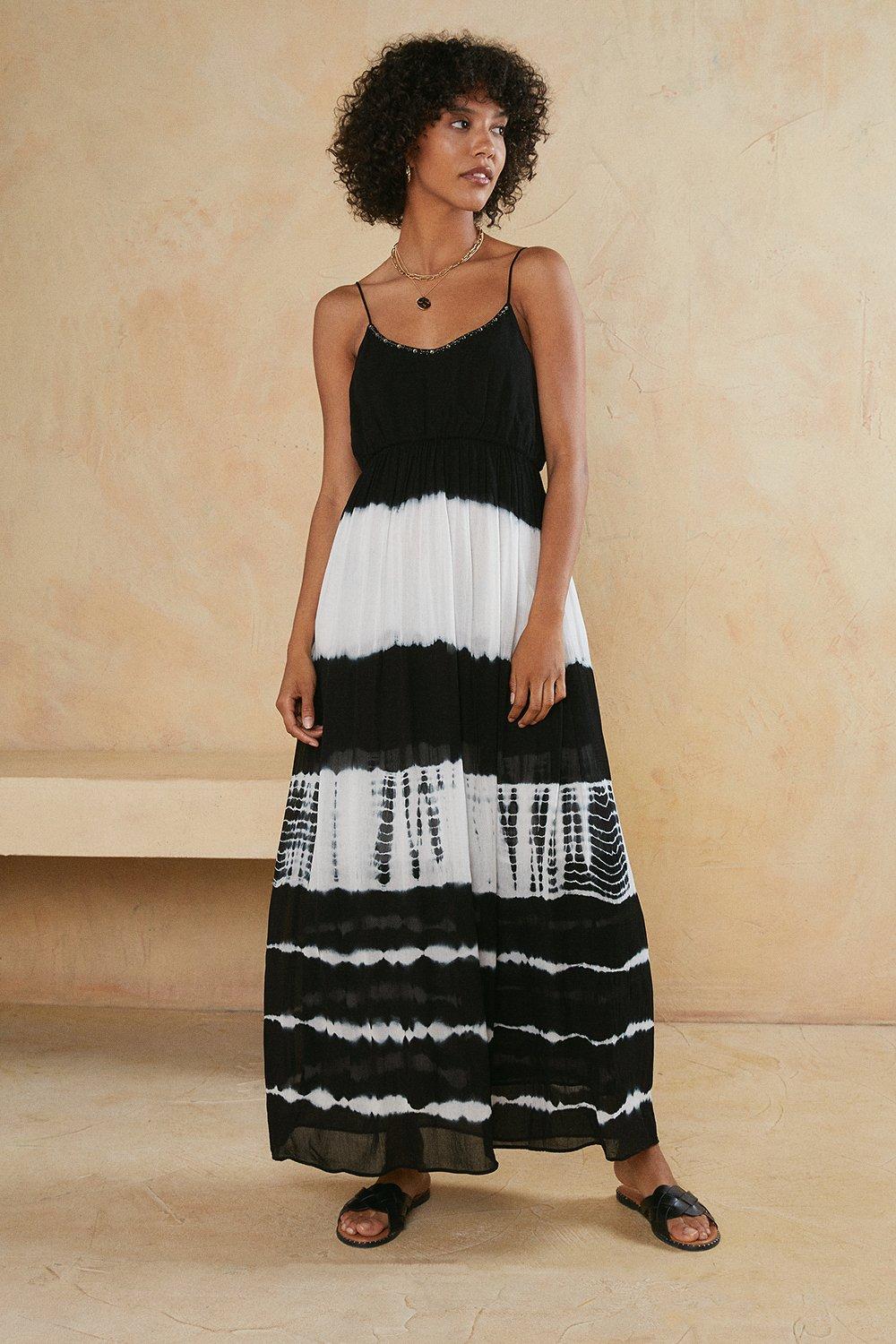 tie dye dress black and white