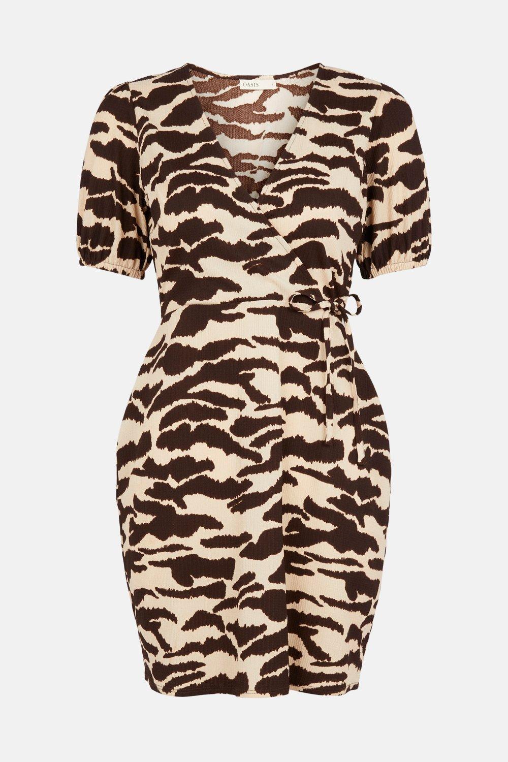 oasis tiger wrap dress