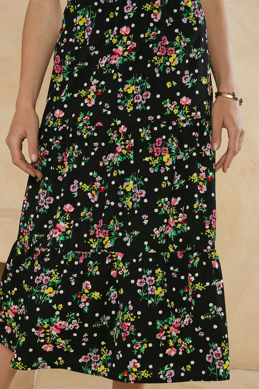 Floral Print Tiered Midi Skirt | Oasis