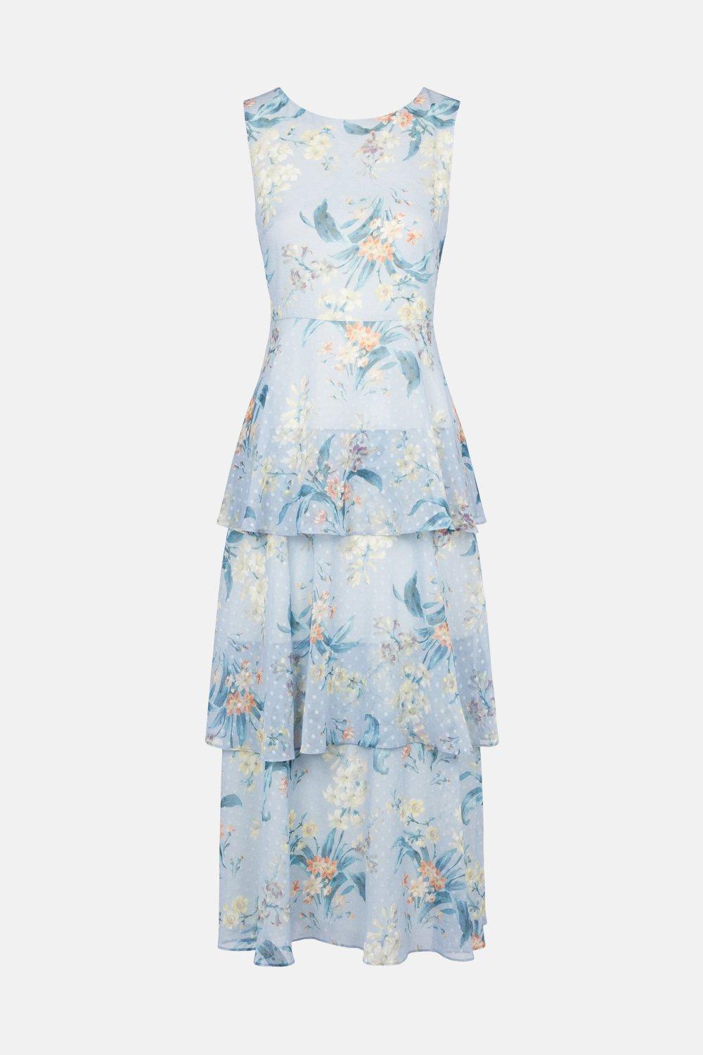 oasis floral printed layered midi dress