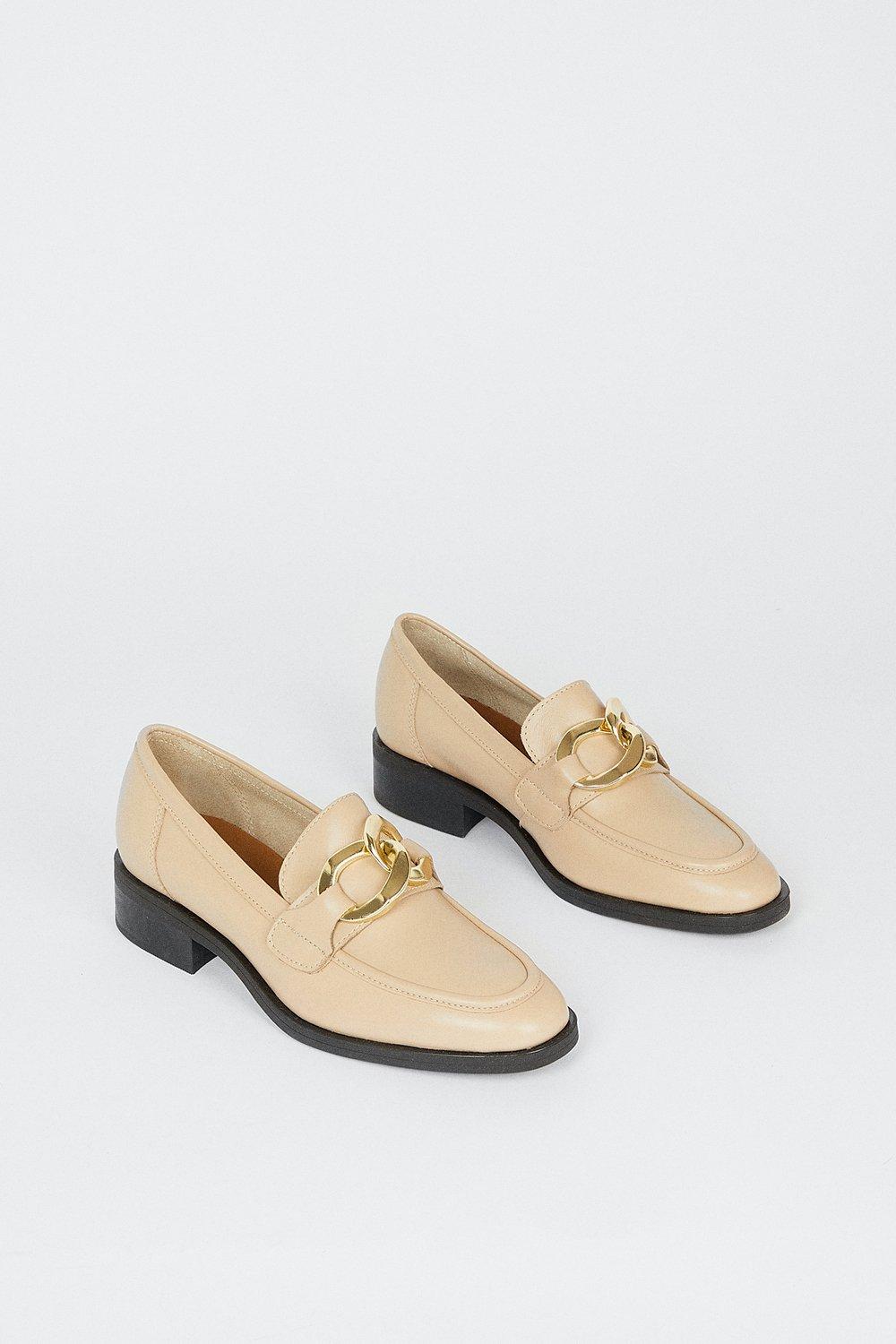 leather chain loafers