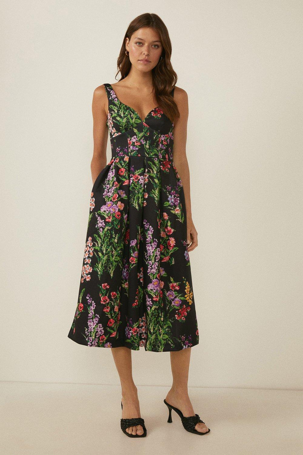 oasis black dress with flowers