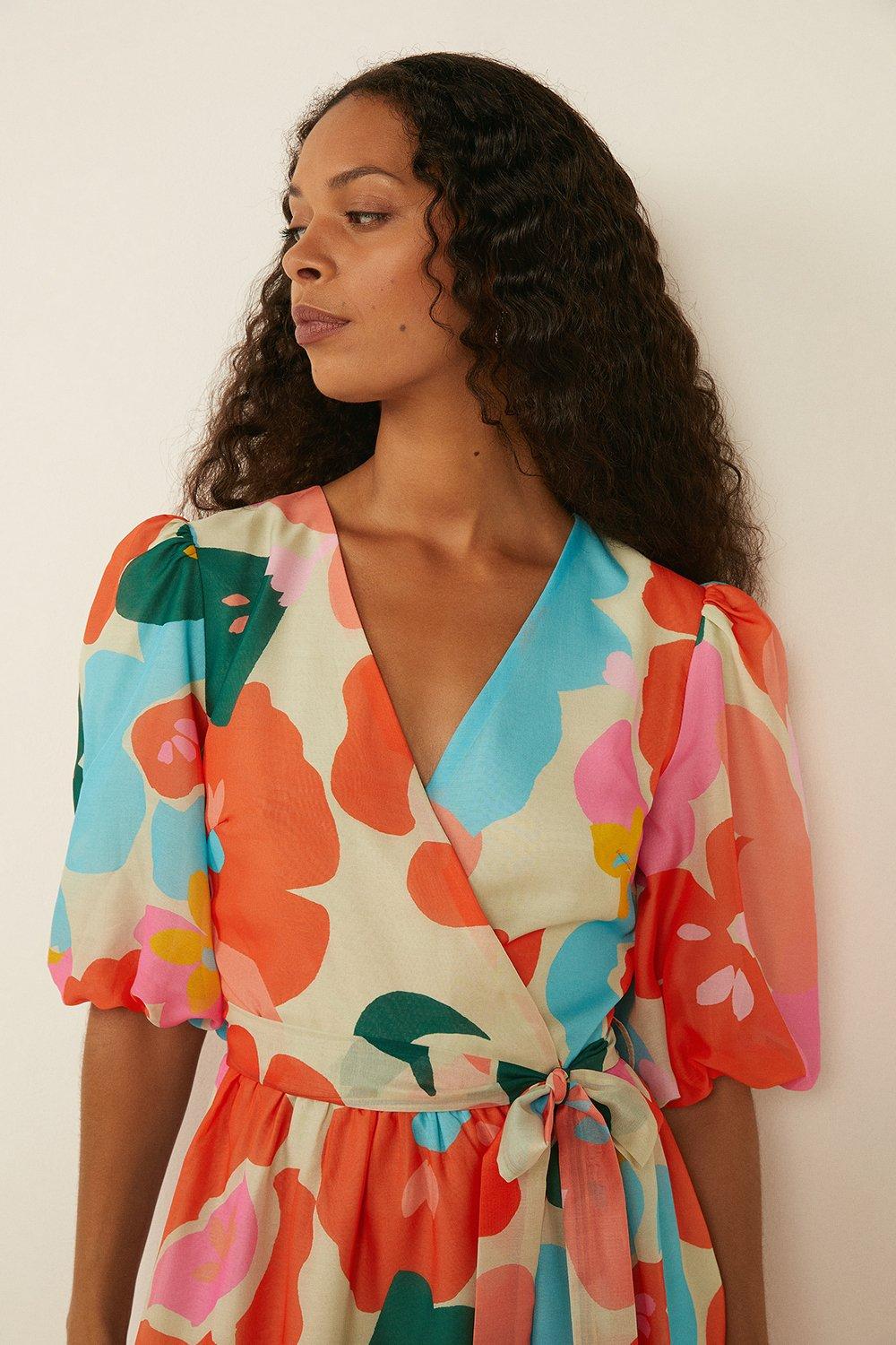 oasis floral wrap dress