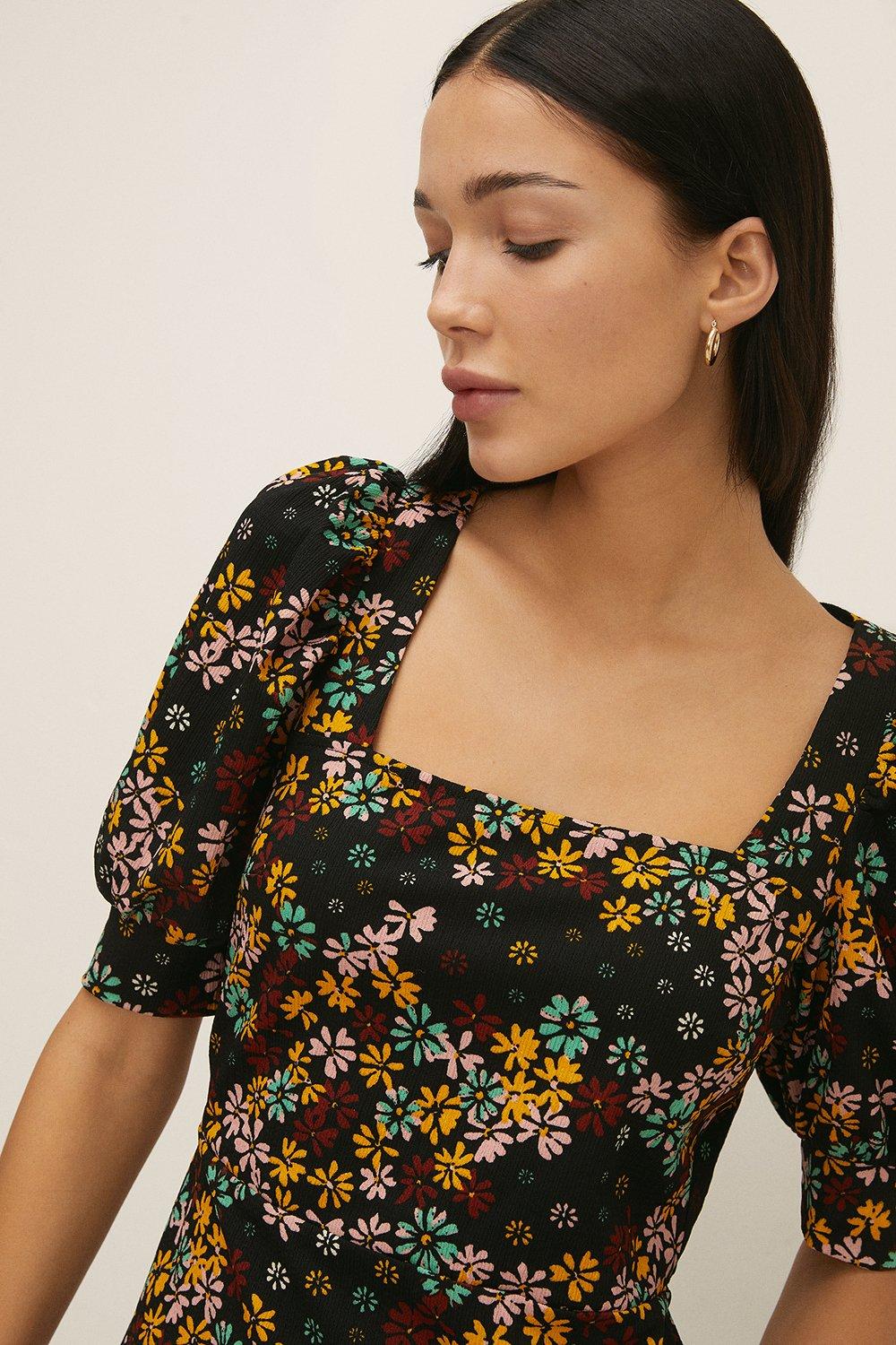 daisy print mini dress