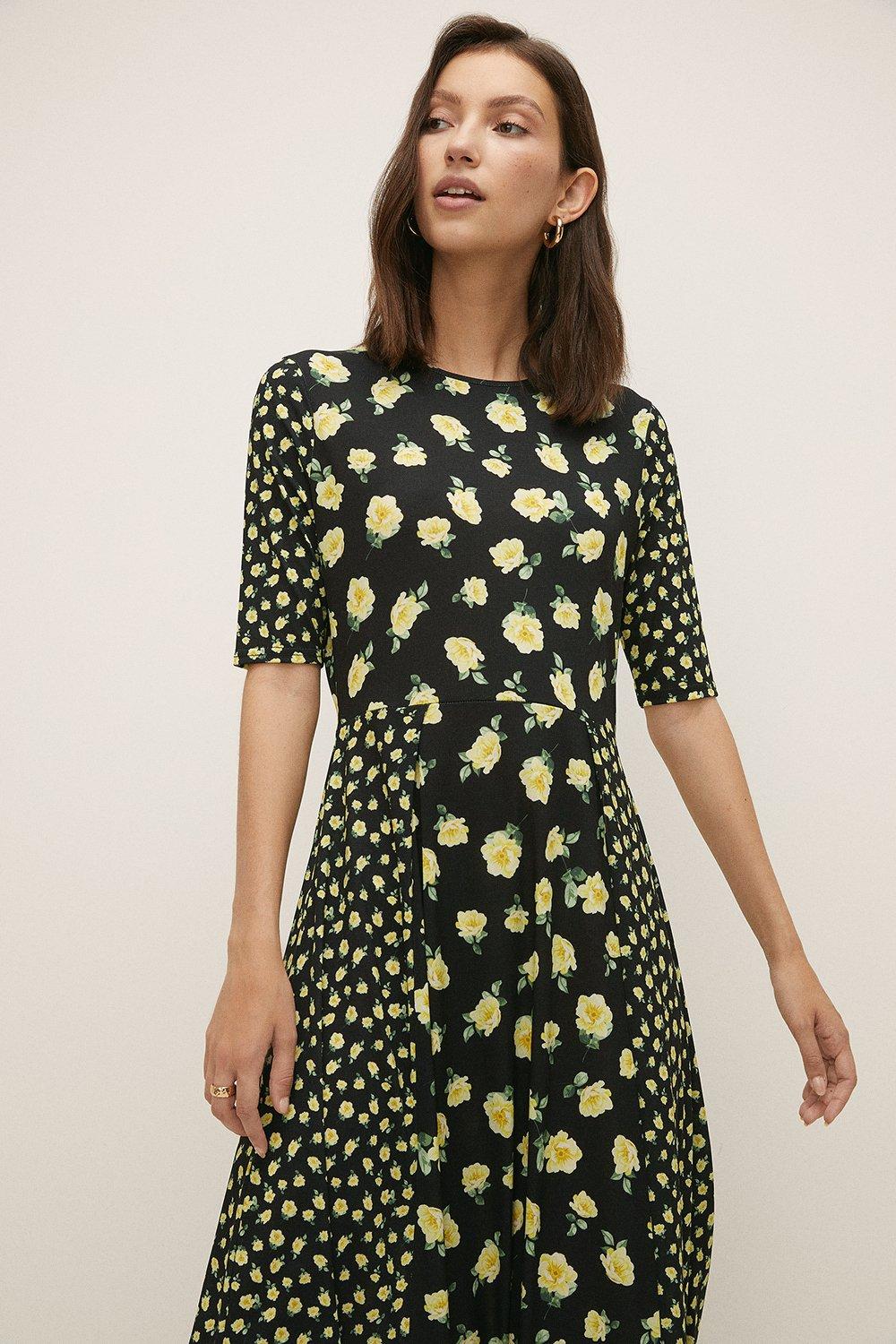 oasis patched spot midi dress