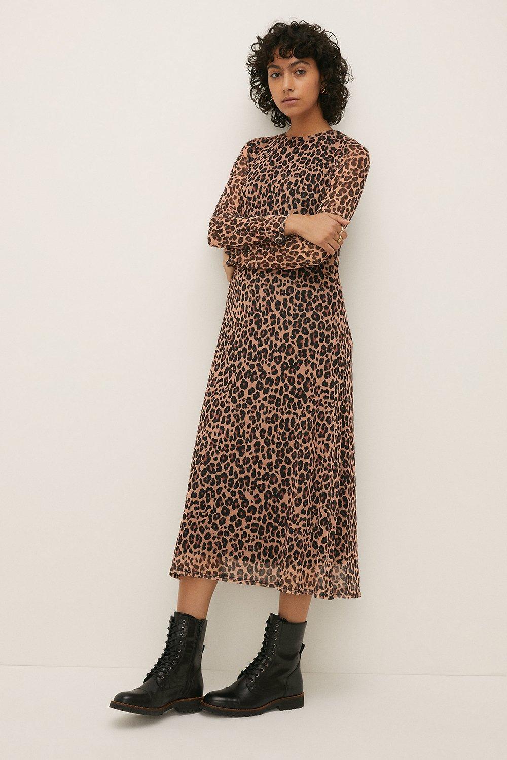 oasis animal mesh midi dress