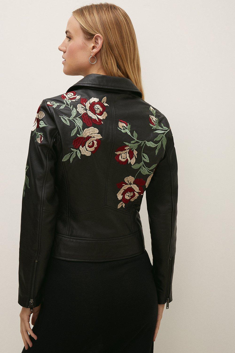 floral leather jacket