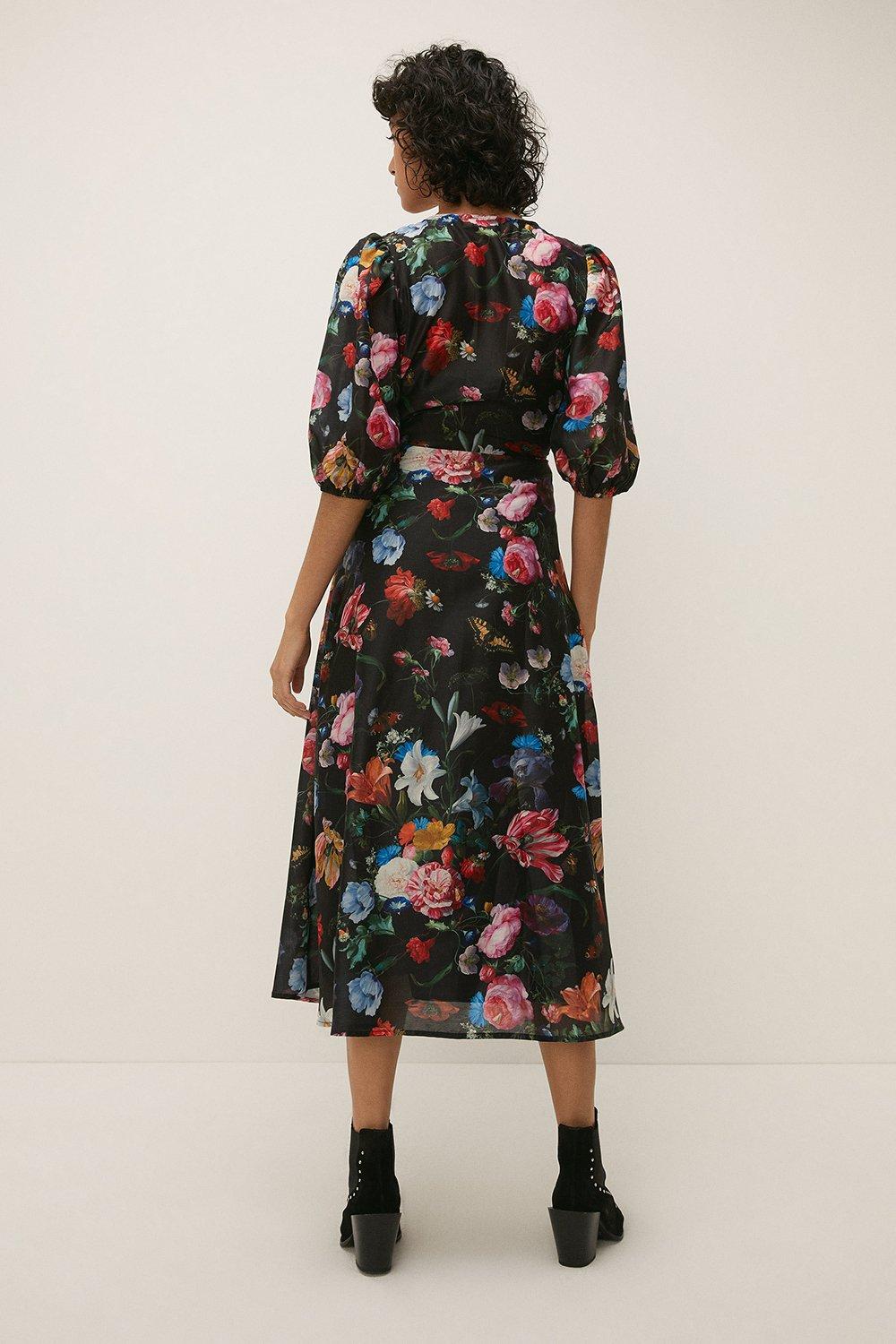 oasis black dress with flowers