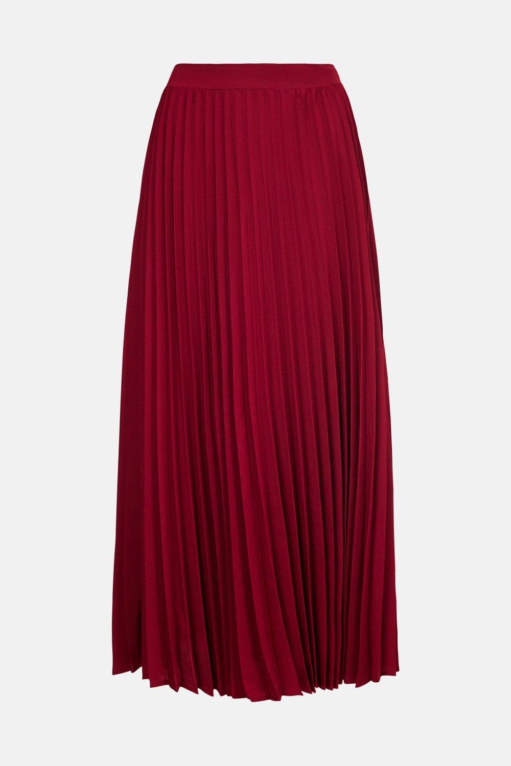 berry pleated skirt